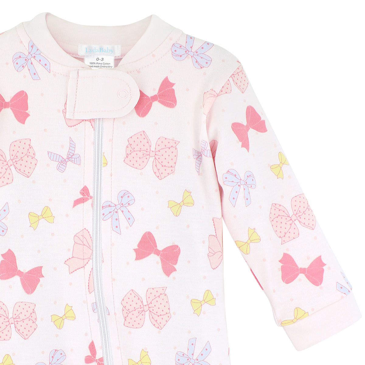 All Bows Printed Zipper Footie | Baby Girl