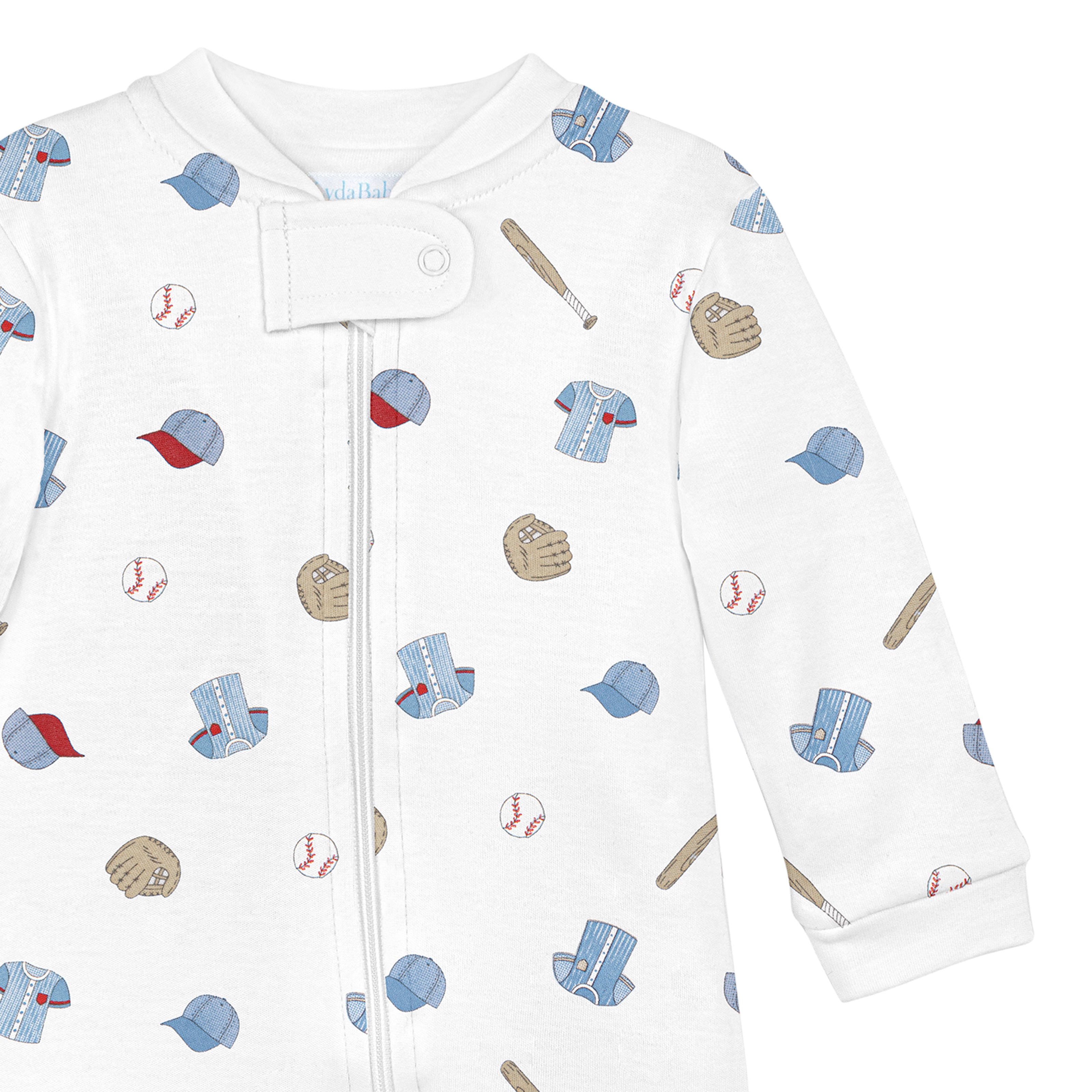 Baseball Printed Zipper Footie | Baby Boy