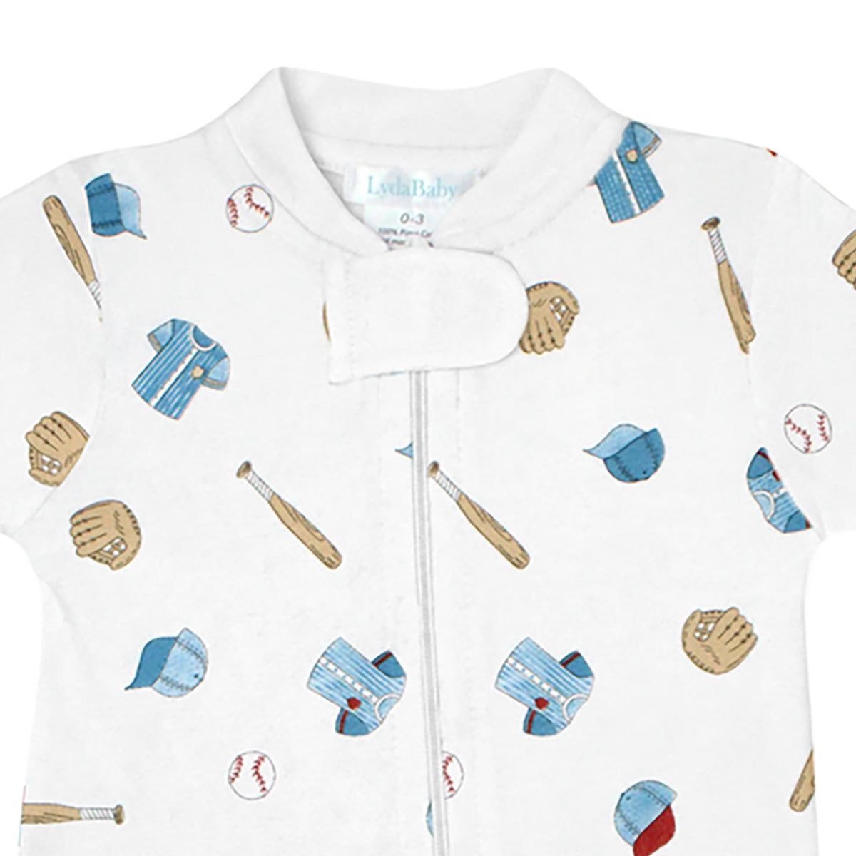 Baseball Printed Zipper Footie | Baby Boy