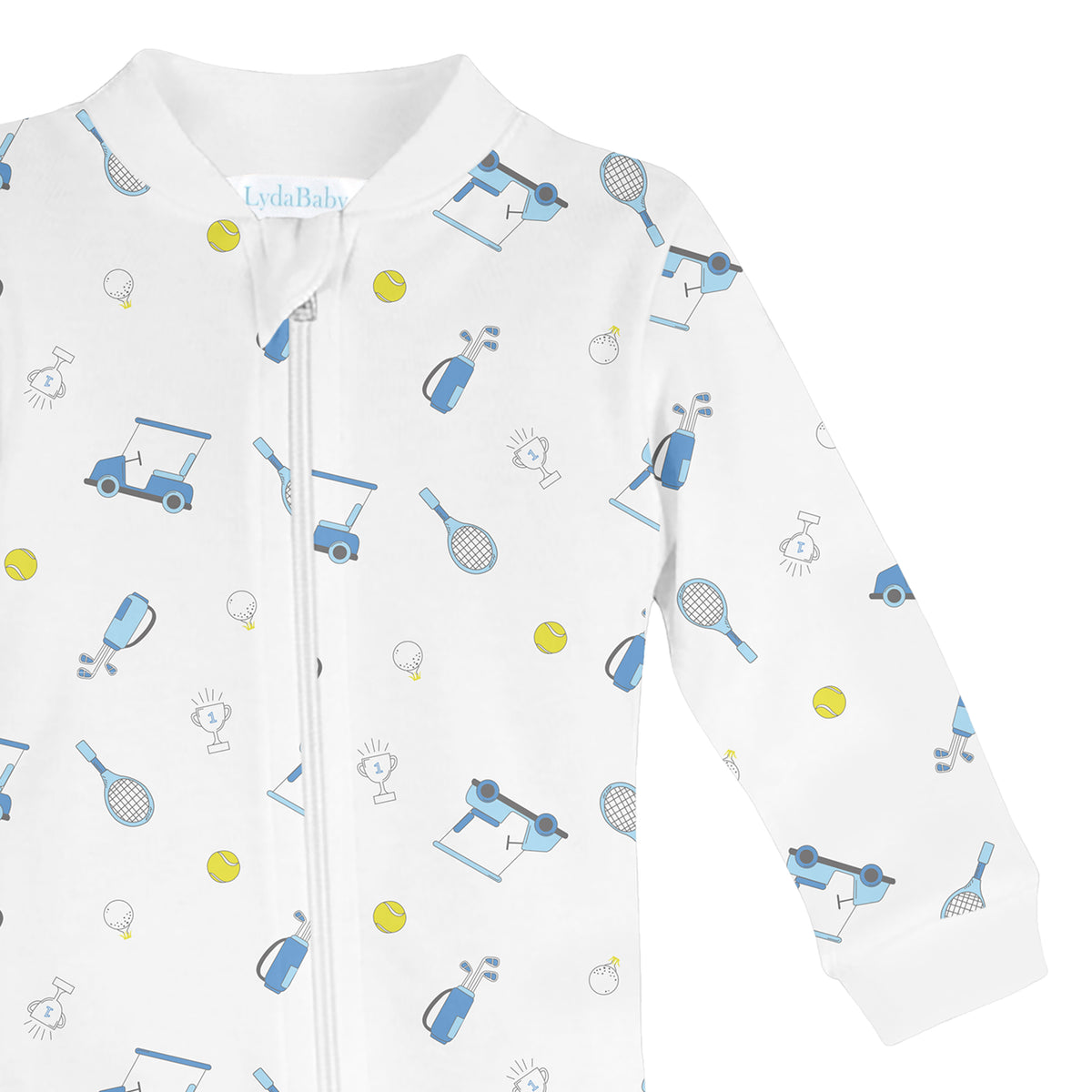 Lets Golf Printed Zipper Footie | Baby Boy
