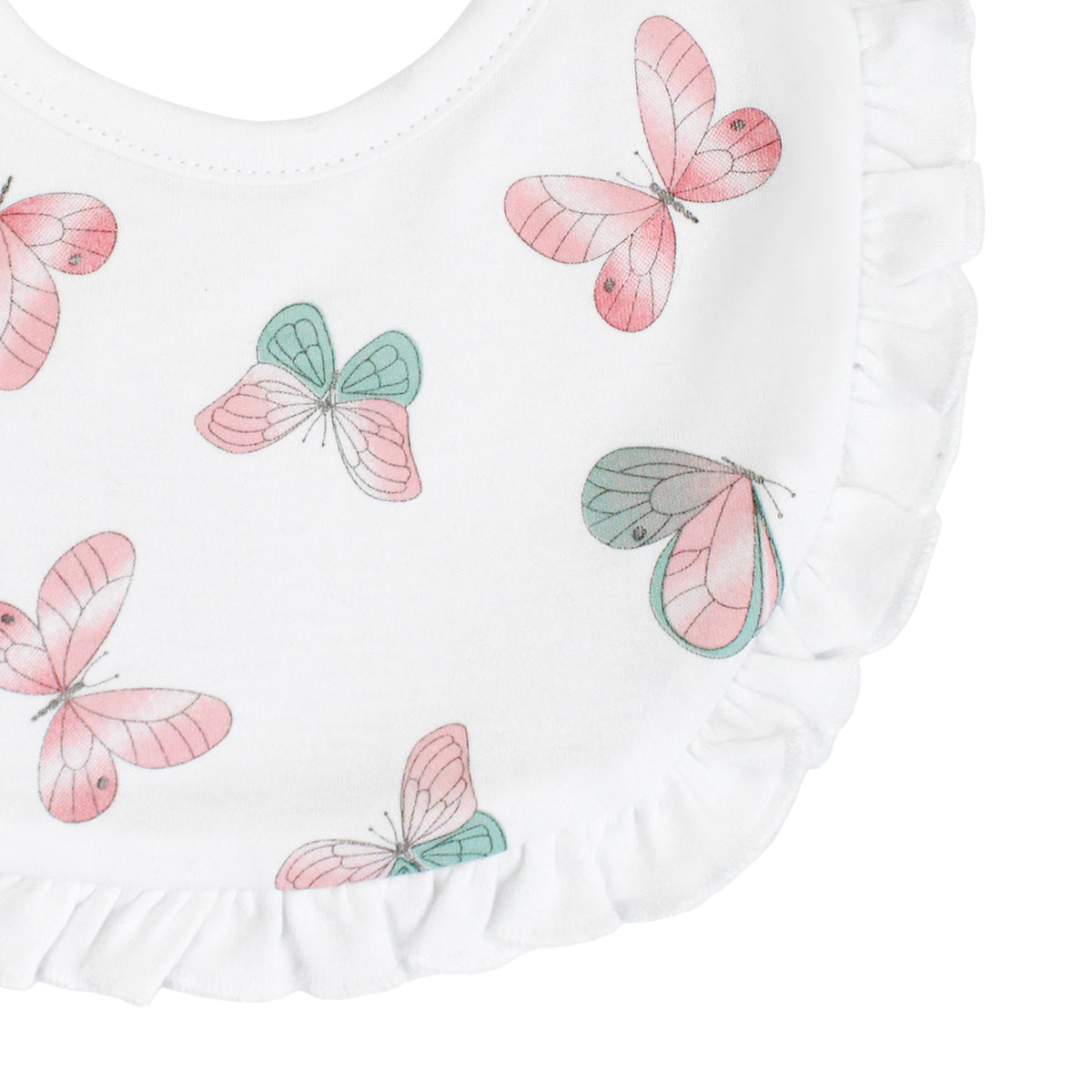 Watercolor Butterflies Printed Bib | Baby Girl