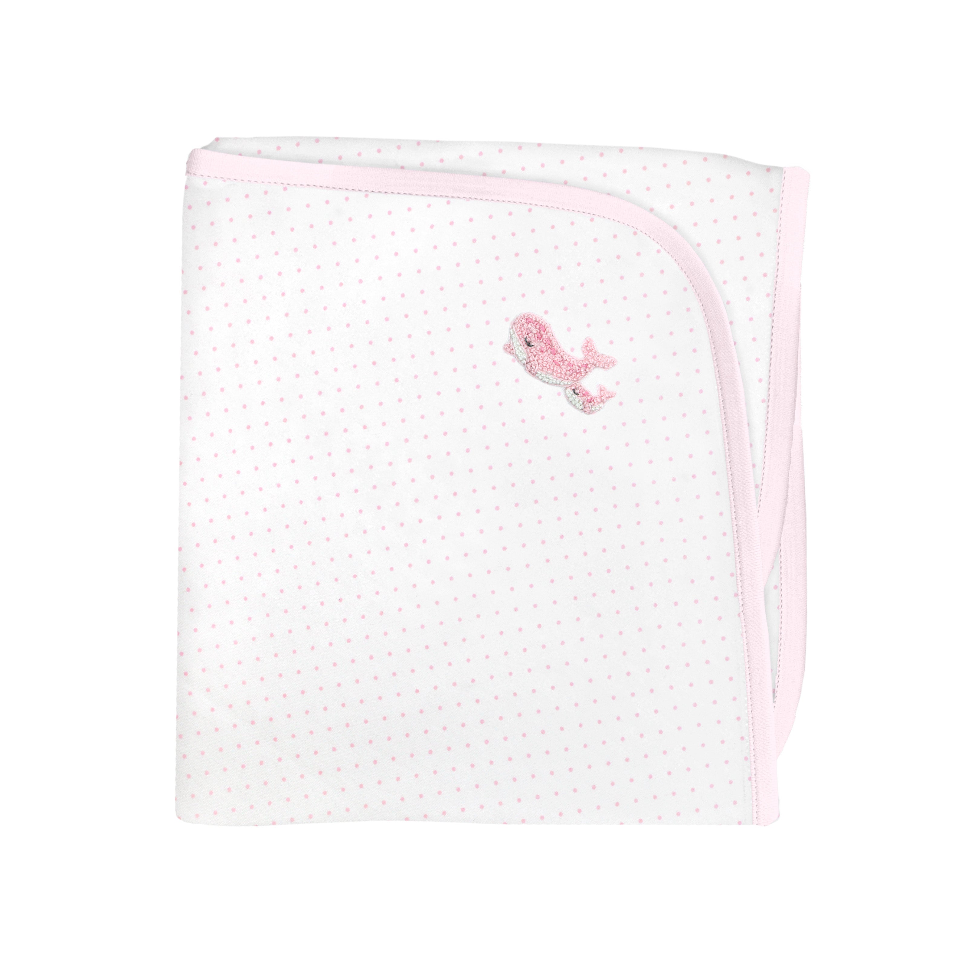Mama Whale Embroidery and Printed Blanket | Baby Girl
