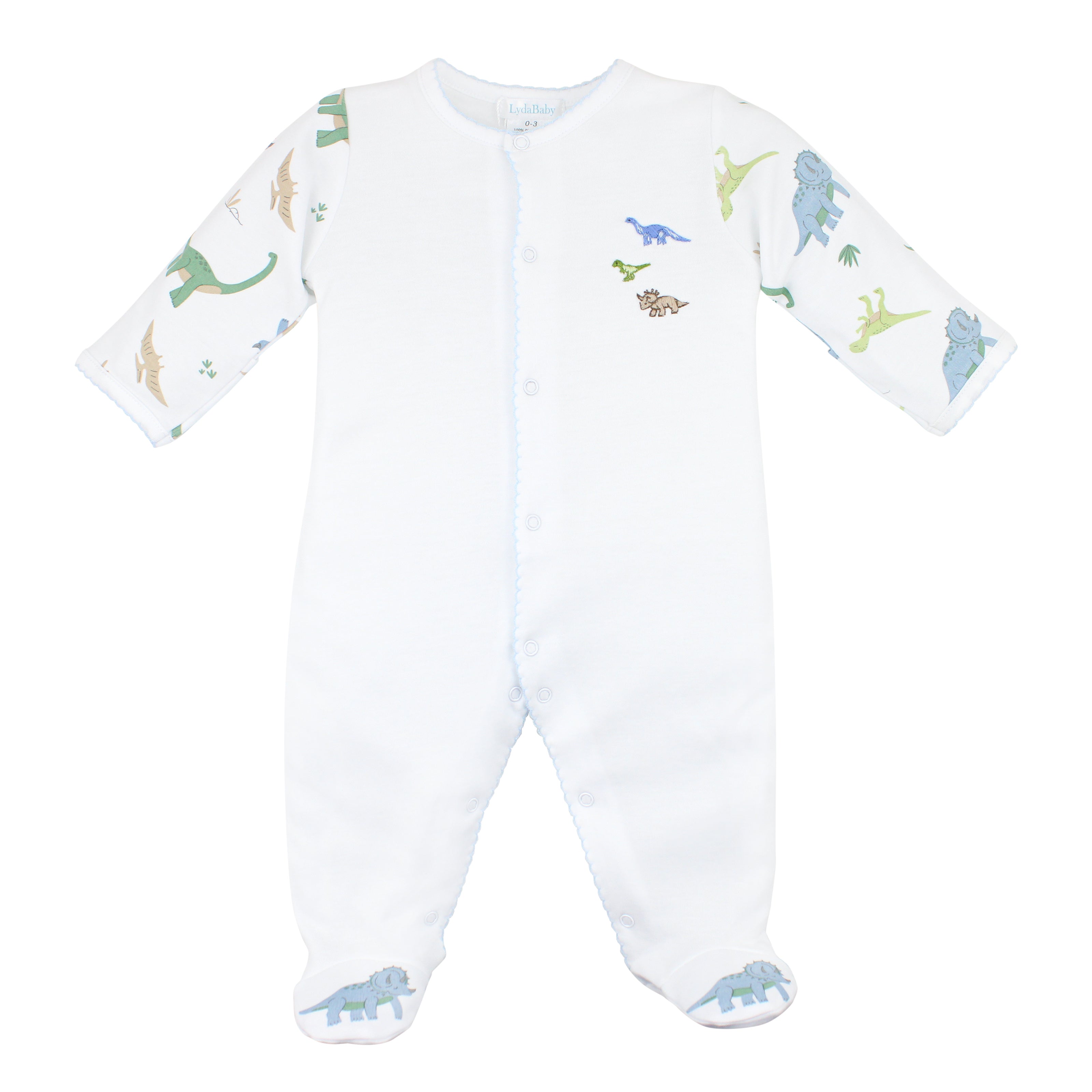 Dino World Embroidery and Printed Footie | Baby Boy