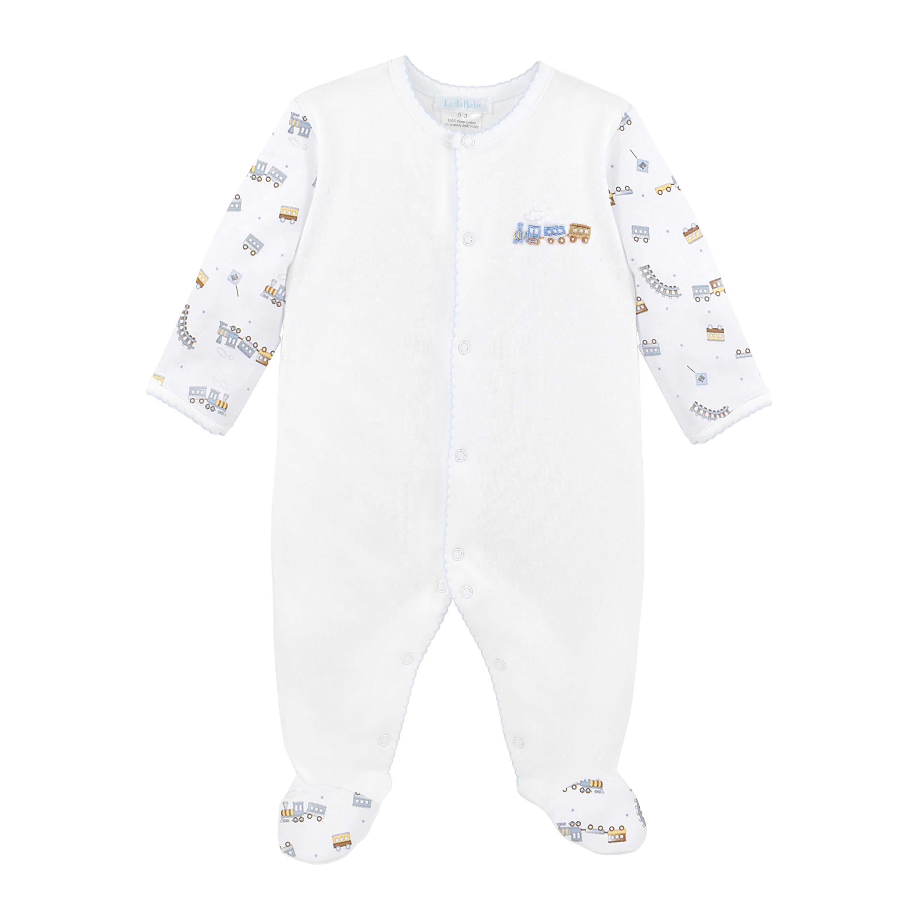 Train Embroidery and Printed Footie | Baby Boy