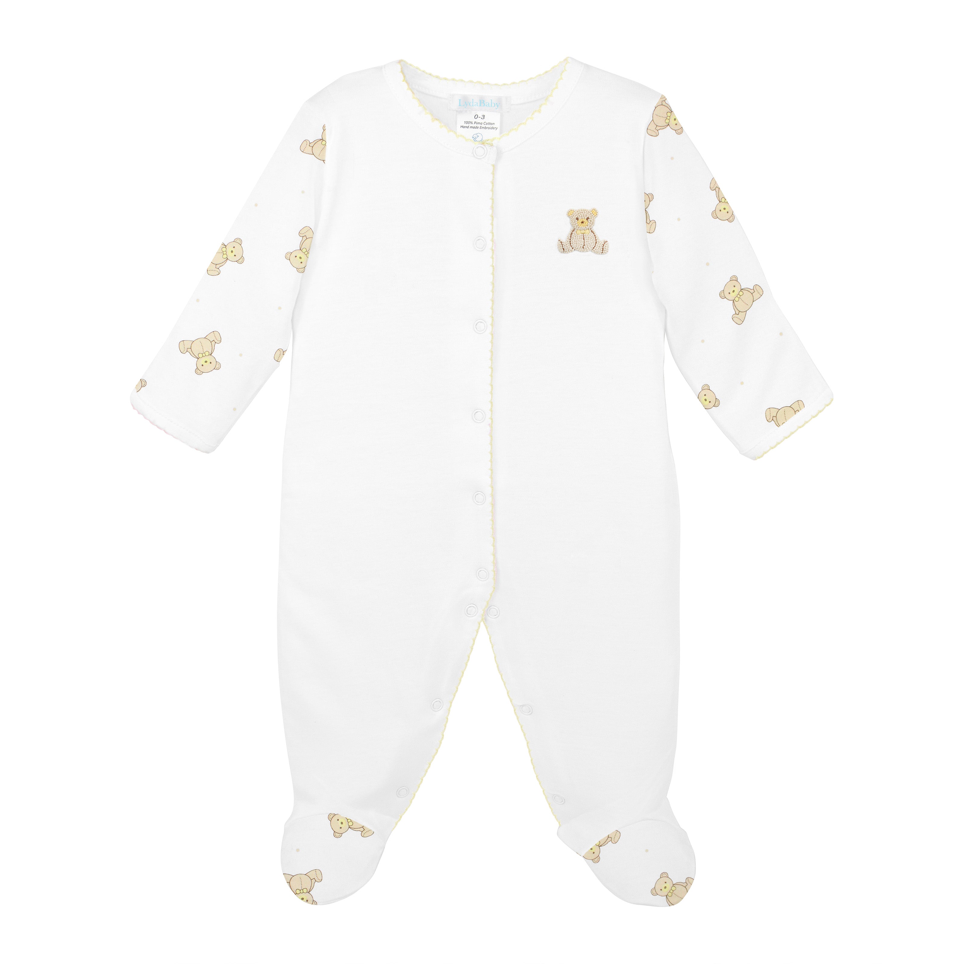 Teddy Bear Printed and Embroidery Footie | Baby Unisex