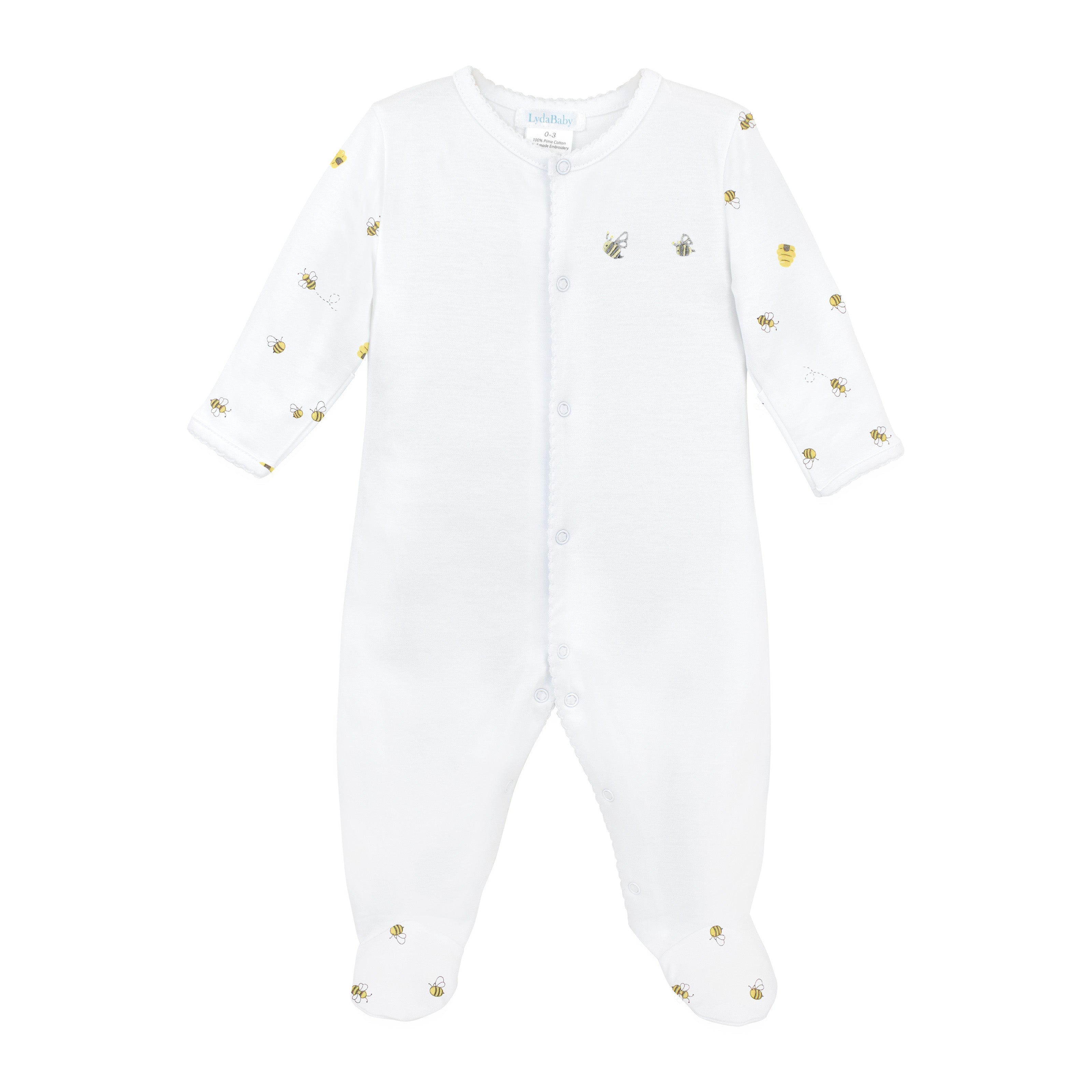 Bee Happy Printed and Embroidery Footie | Baby Unisex