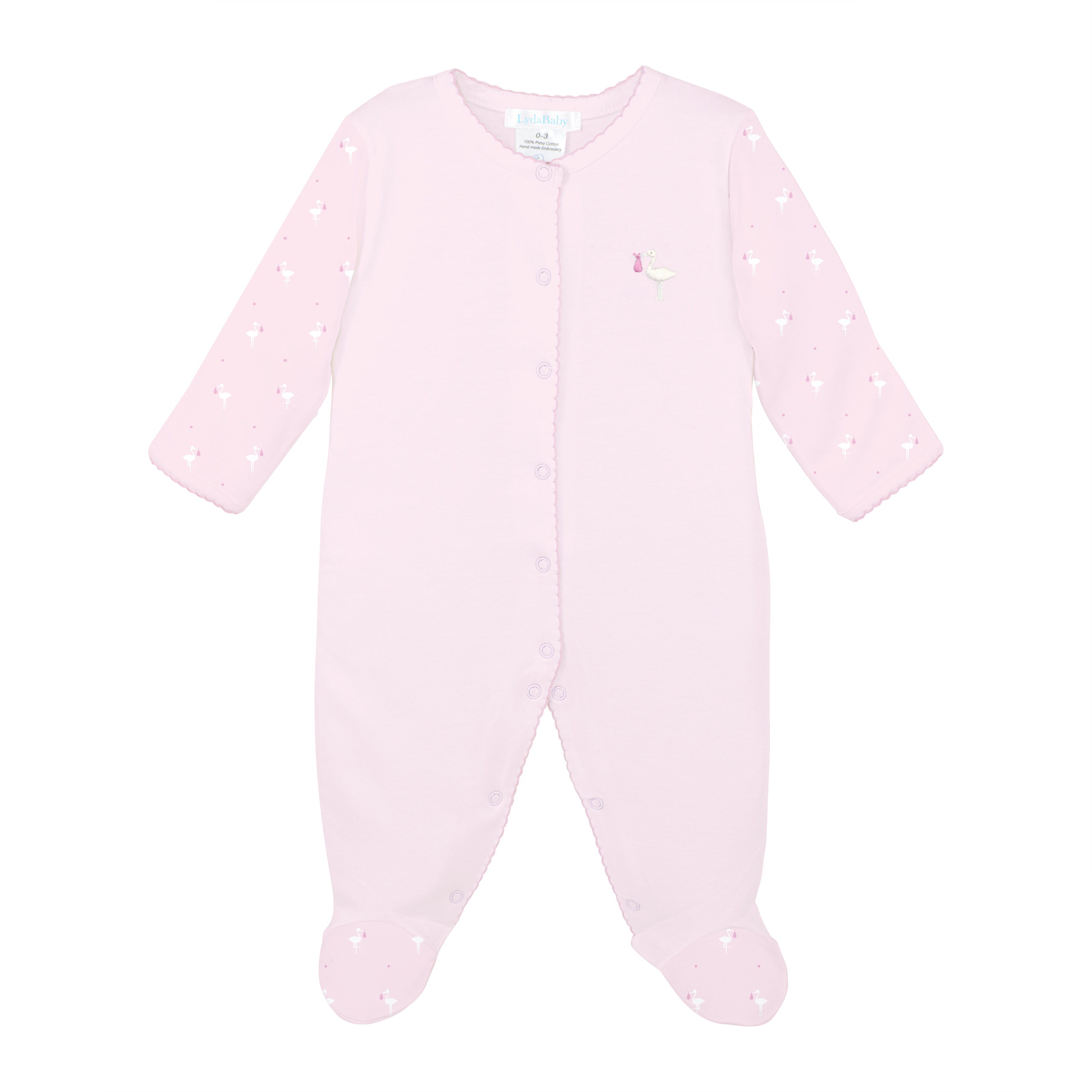 Baby Stork Embroidery Footie | Baby Girl
