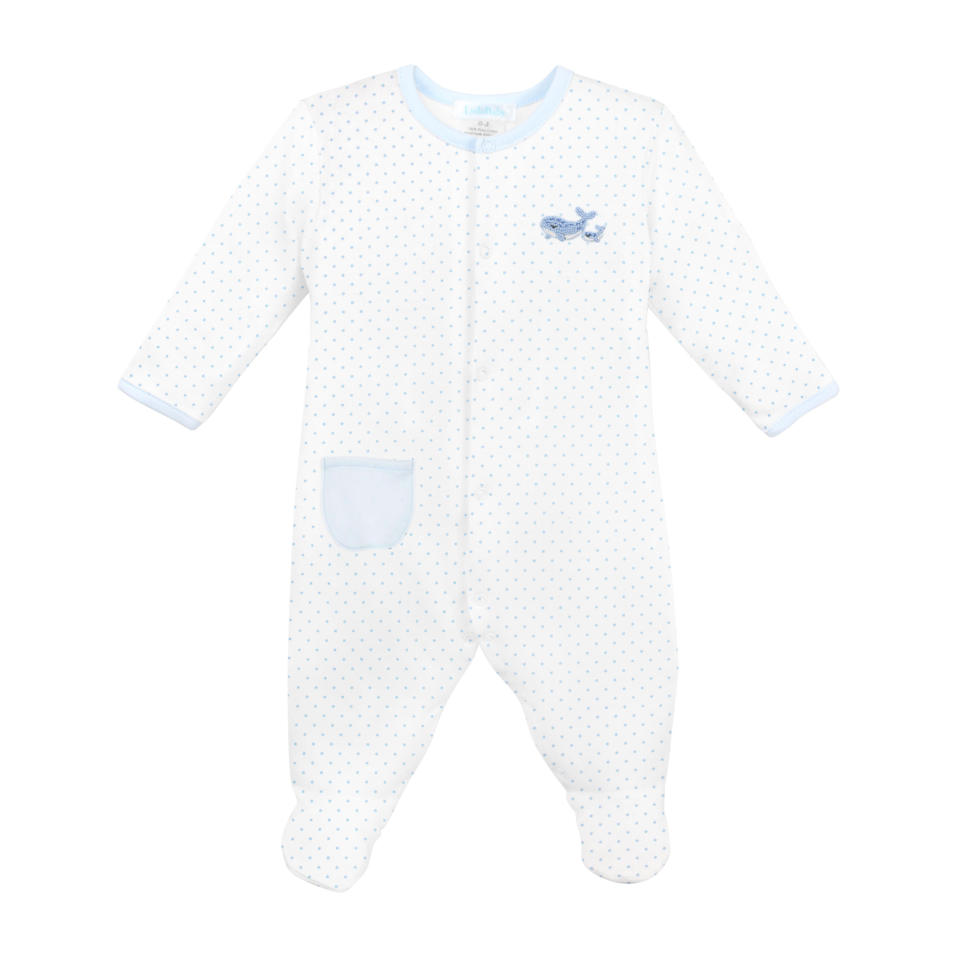 Mama Whale Embroidery and Printed Footie | Baby Boy
