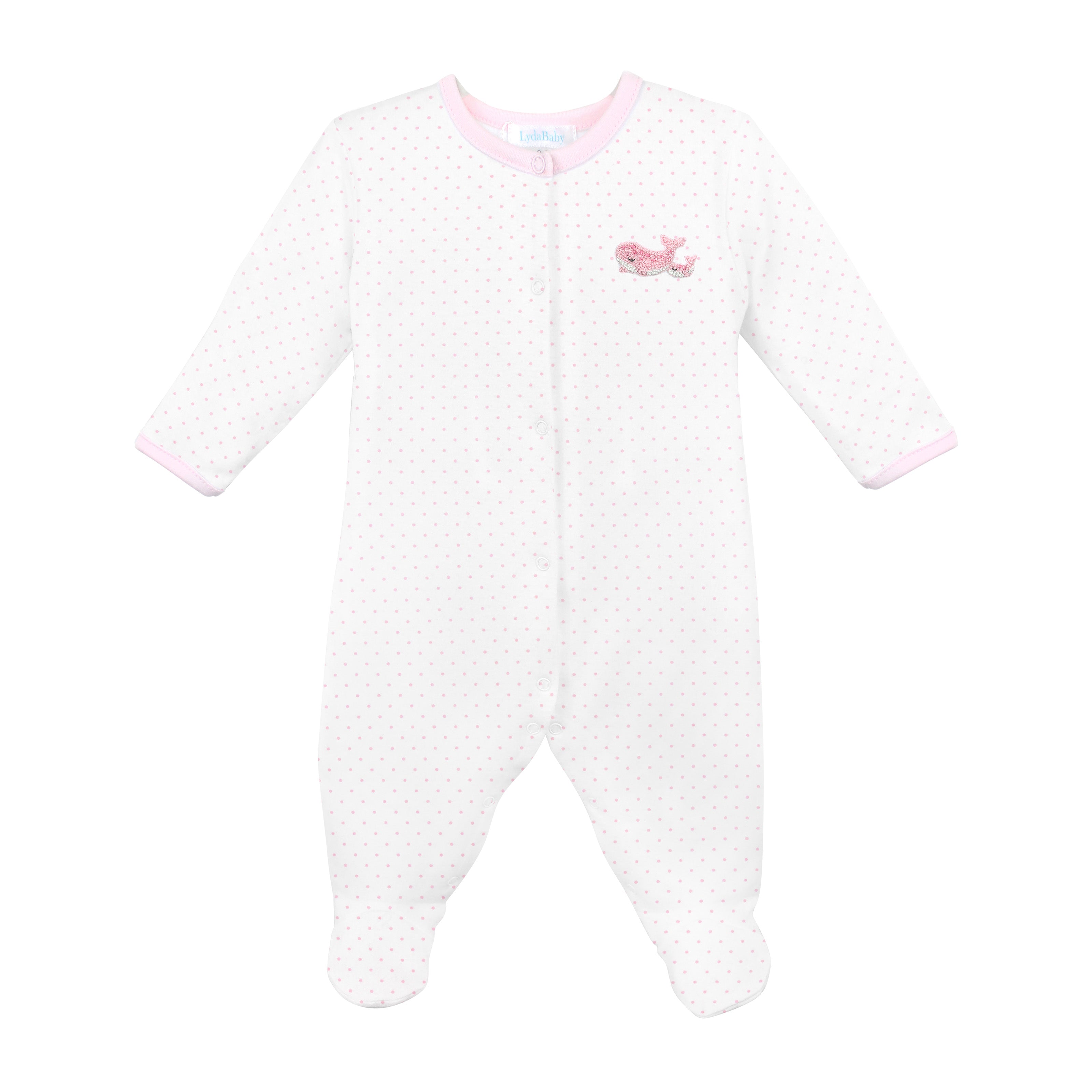 Mama Whale Embroidery and Printed Footie | Baby Girl