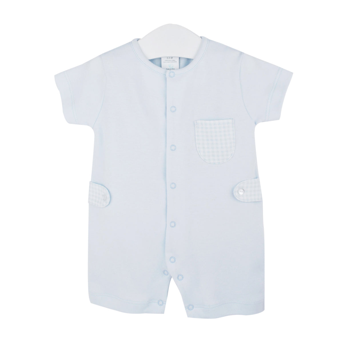 Vichy Details Embroidery Romper | Baby Boy