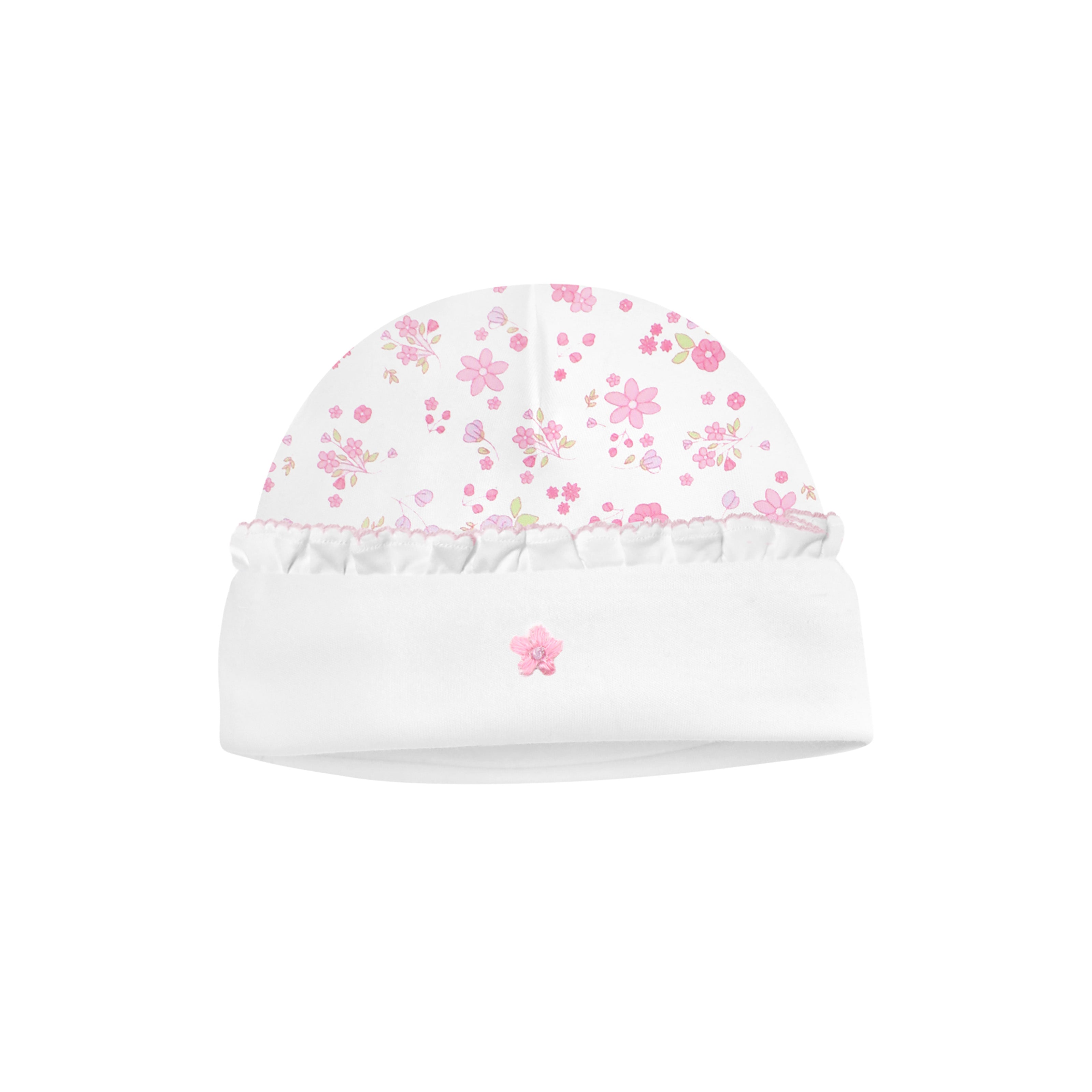 Ditsy Floral Embroidery and Printed Hat | Baby Girl
