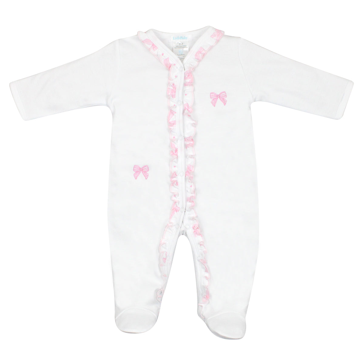Stripe Bows Embroidery and Printed  Footie | Baby Girl