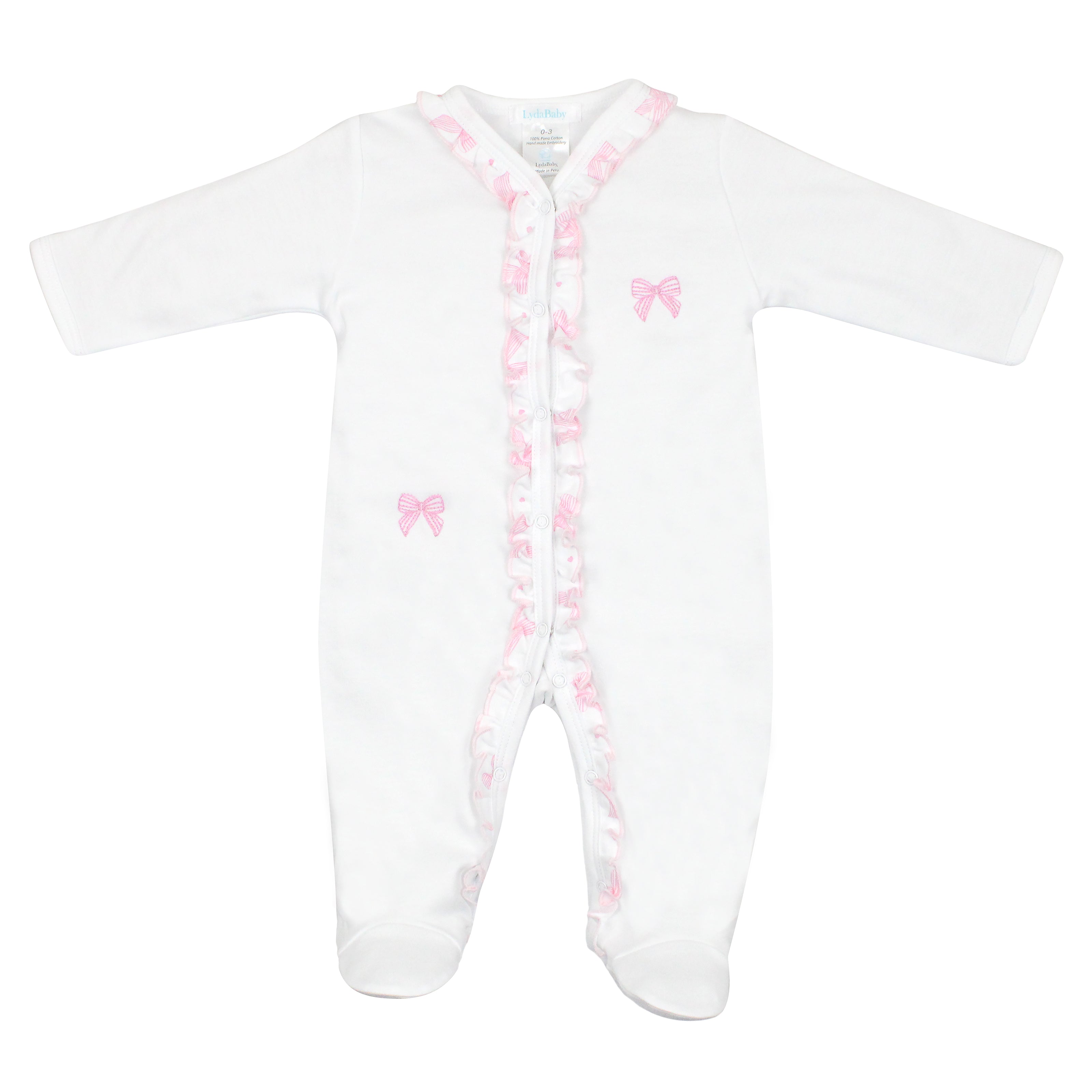 Stripe Bows Embroidery and Printed Footie | Baby Girl