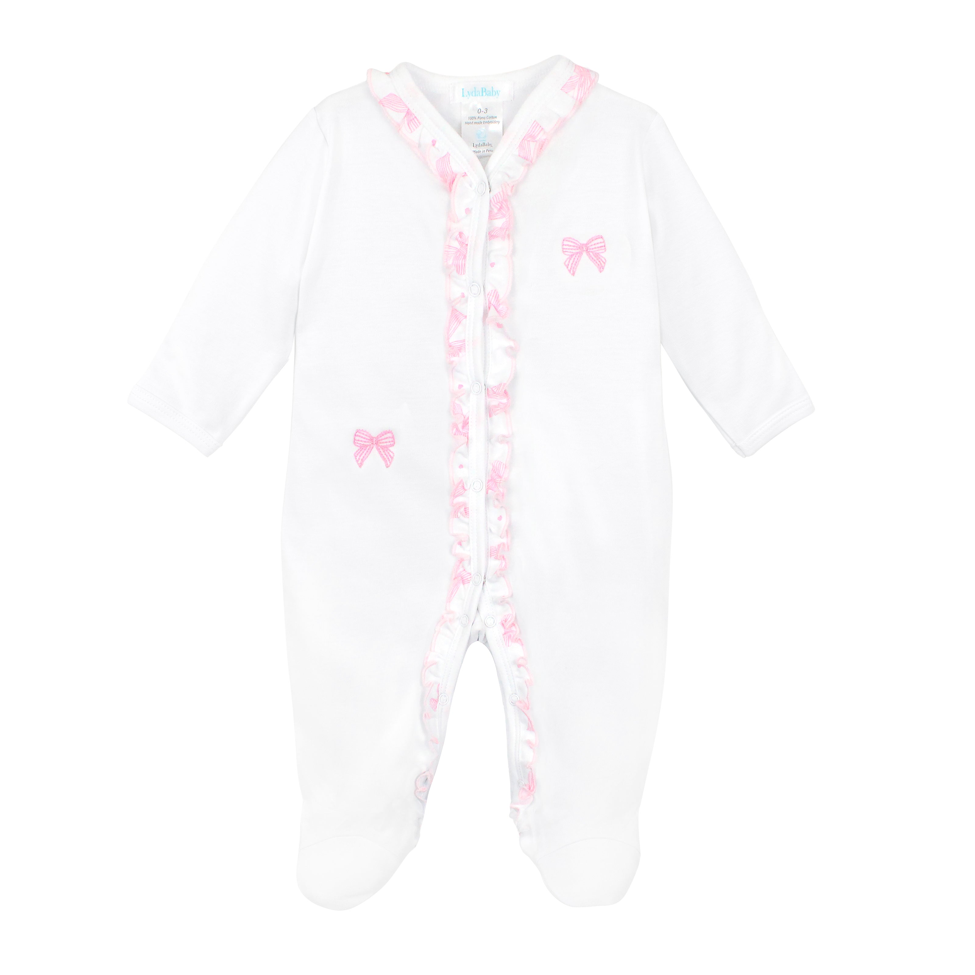 Stripe Bows Embroidery and Printed Footie | Baby Girl