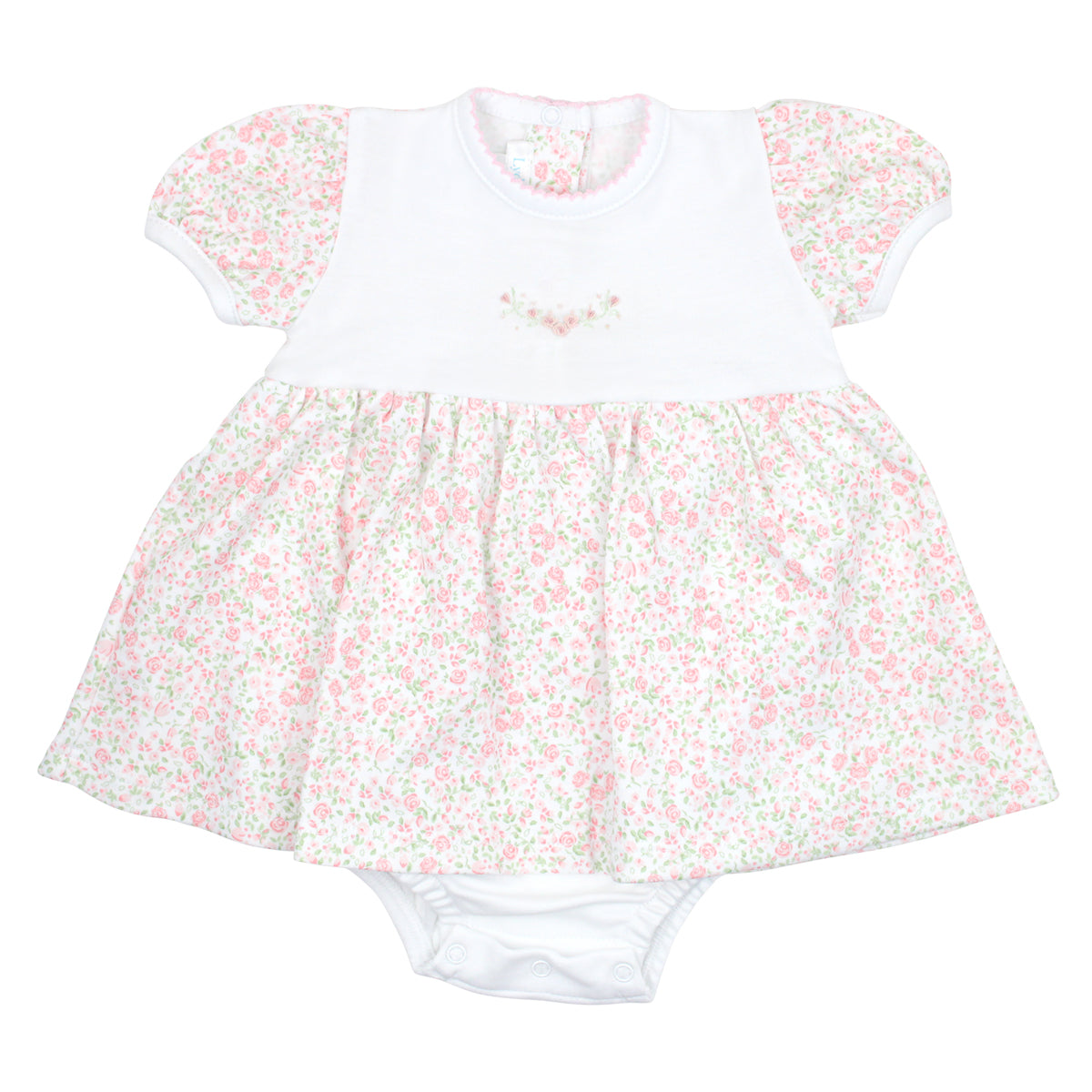 Roses Garden Embroidery and Printed Dress | Baby Girl