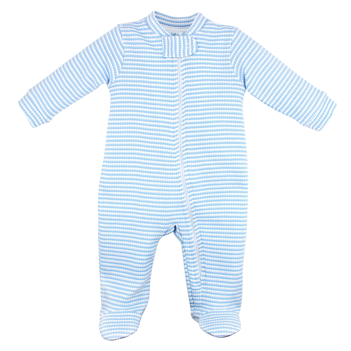 QUILTED LIGHTBLUE STRIPES ZIPPER FOOTIE