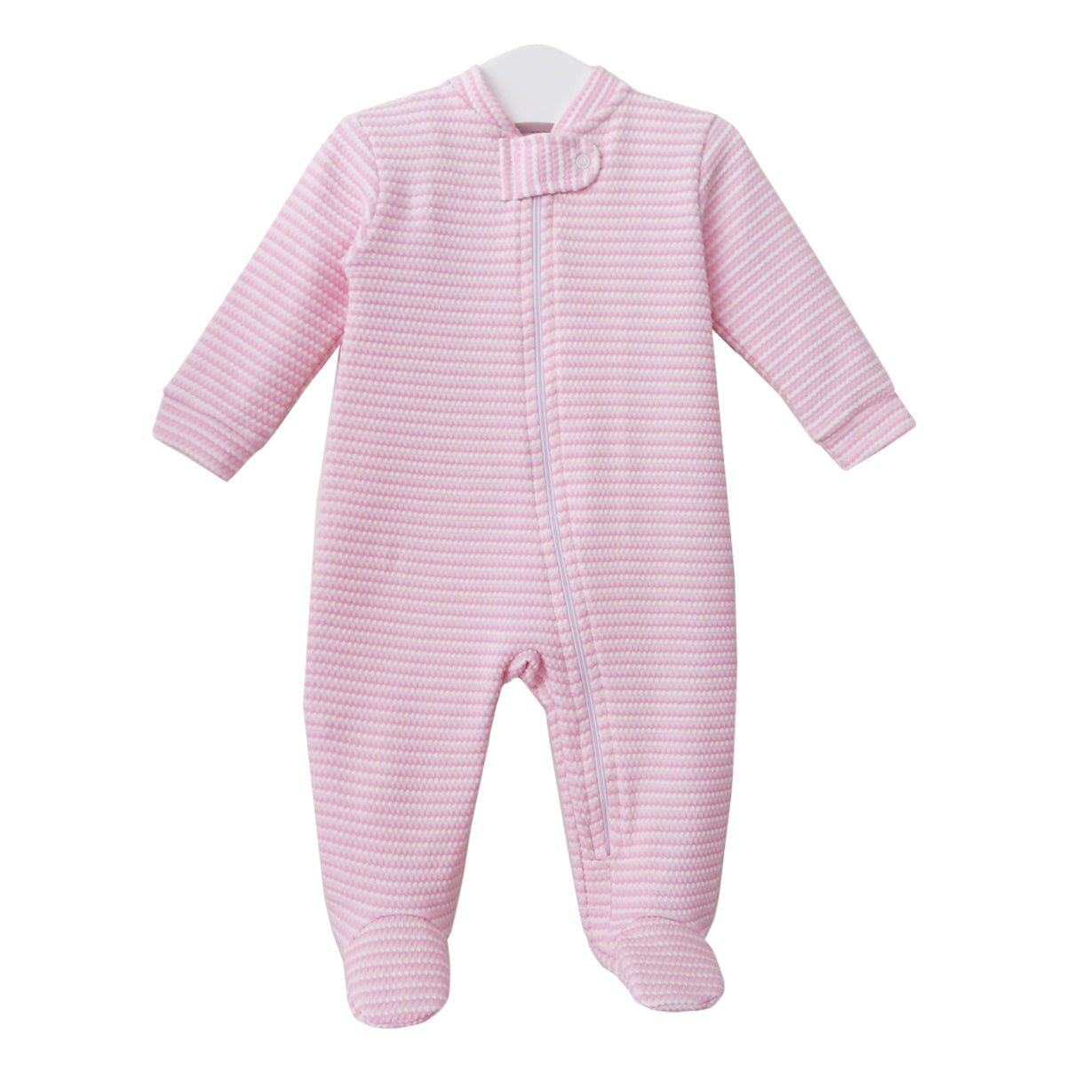 QUILTED_PINK_STRIPES_ZIPPER FOOTIE