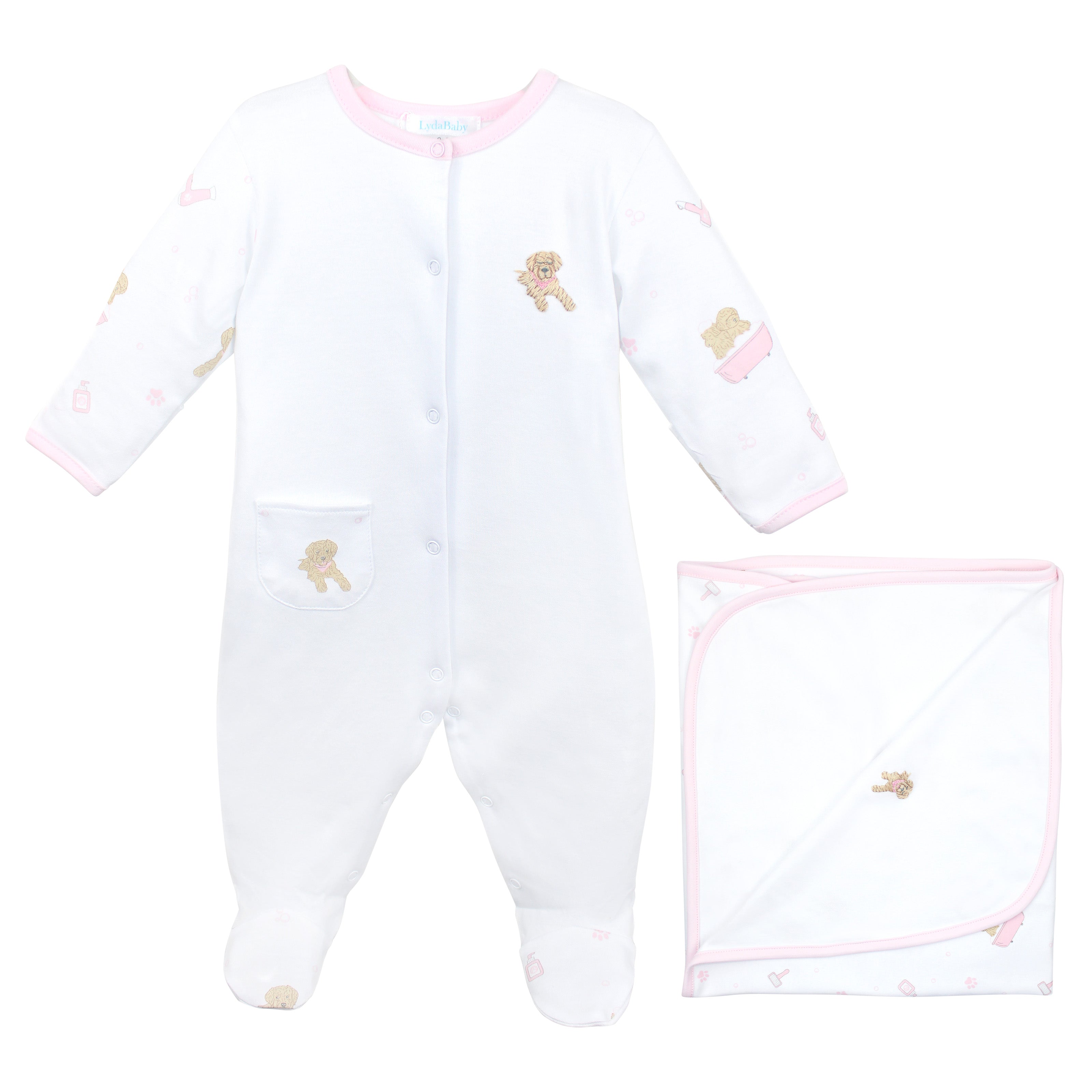 Pet Spa Embroidery and Printed Set 2 Pieces | Baby Girl