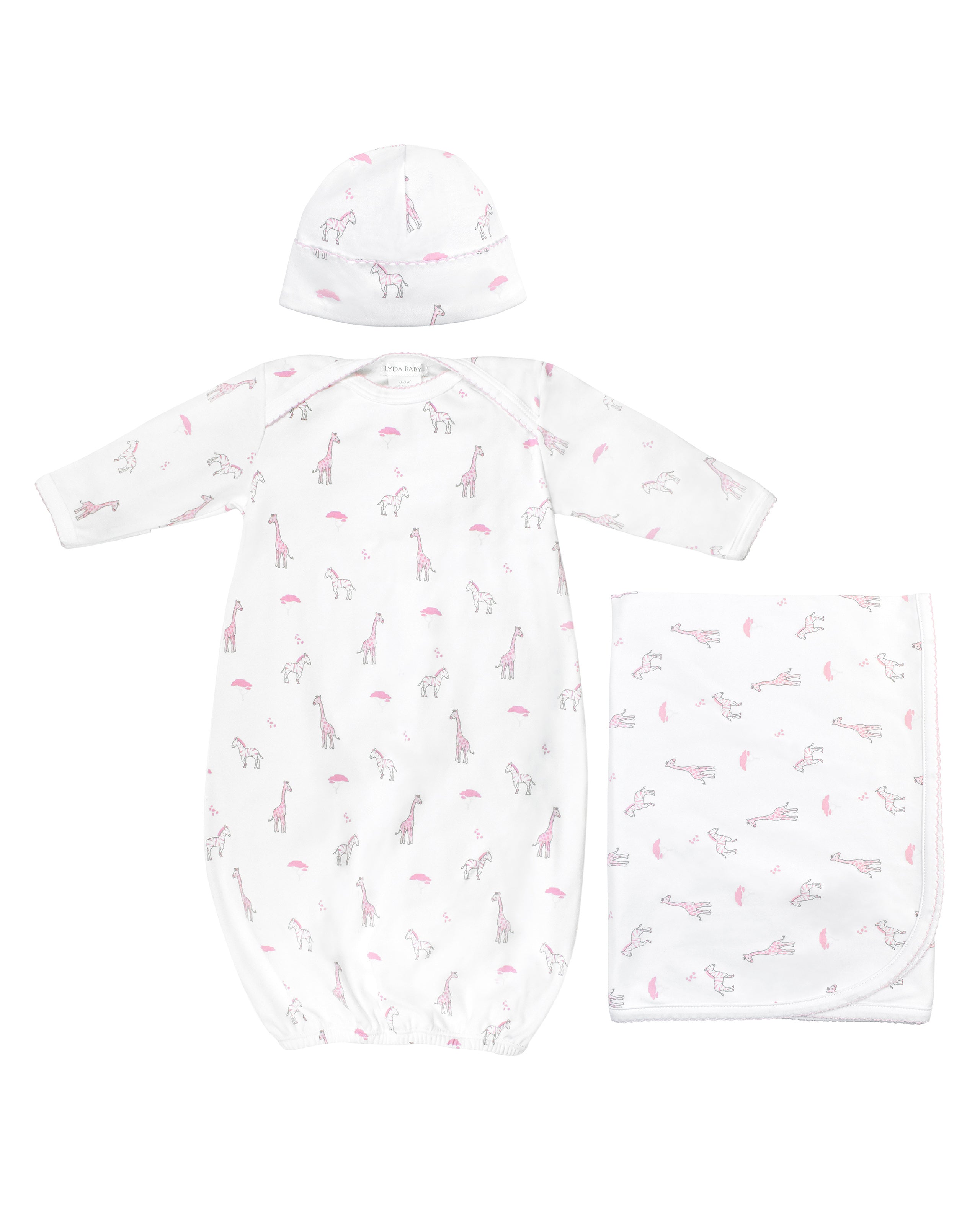 Safari Animals Printed Set 3 Pieces | Baby Girl