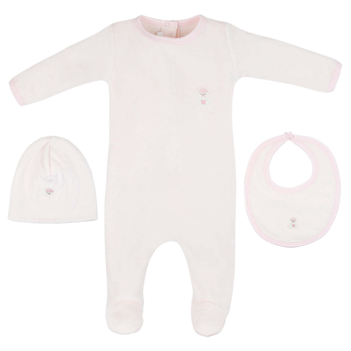 Love Teddy Embroidery Set 3 Pieces | Baby Girl