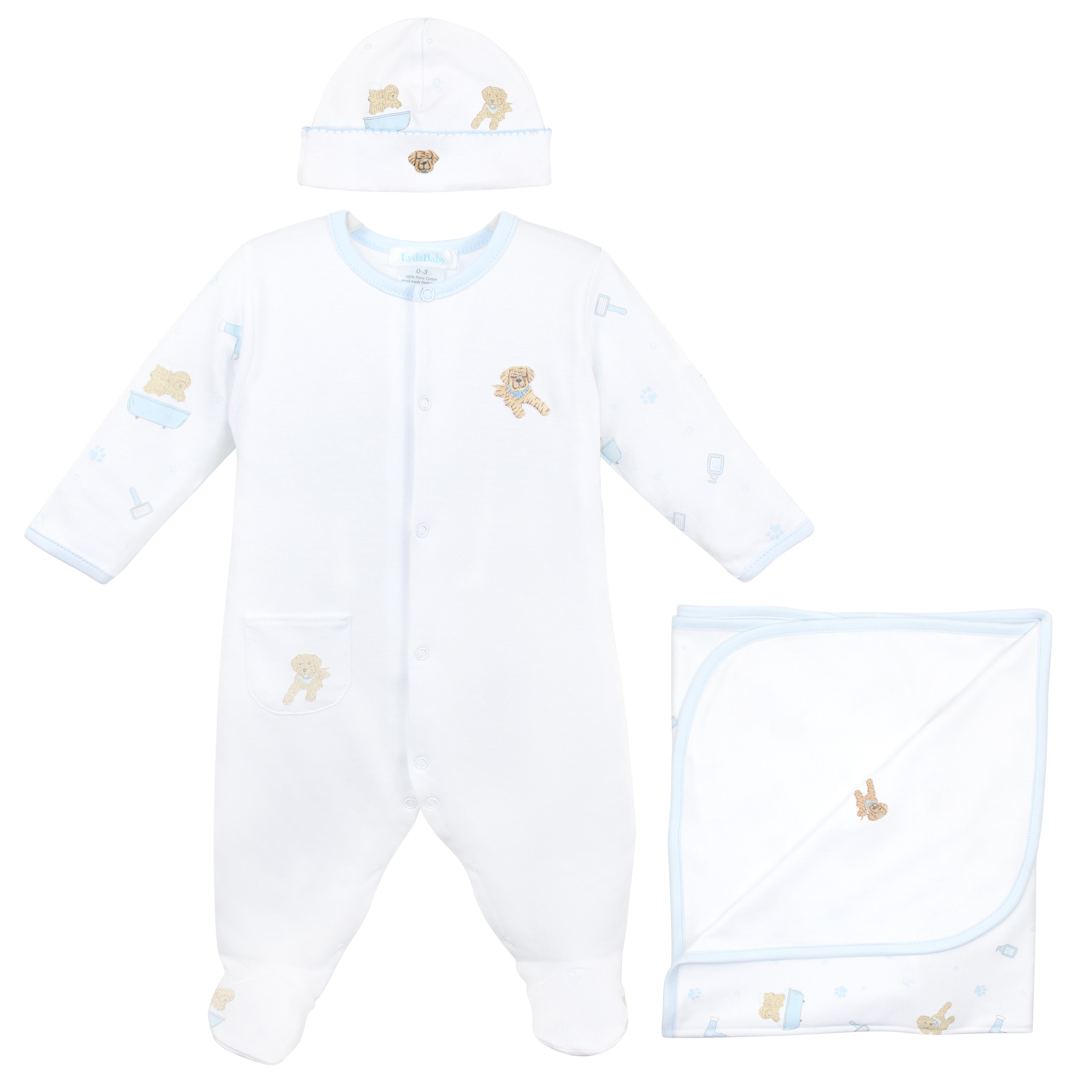 Pet Spa Embroidery and Printed Set 3 Pieces | Baby Boy