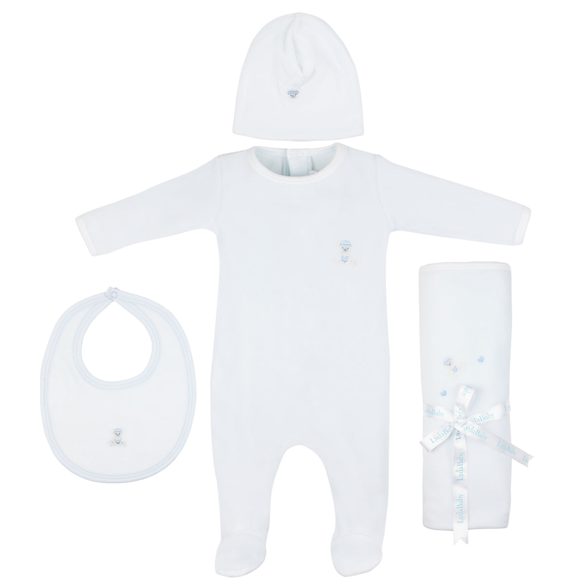 Love Teddy Embroidery Set 4 Pieces | Baby Boy