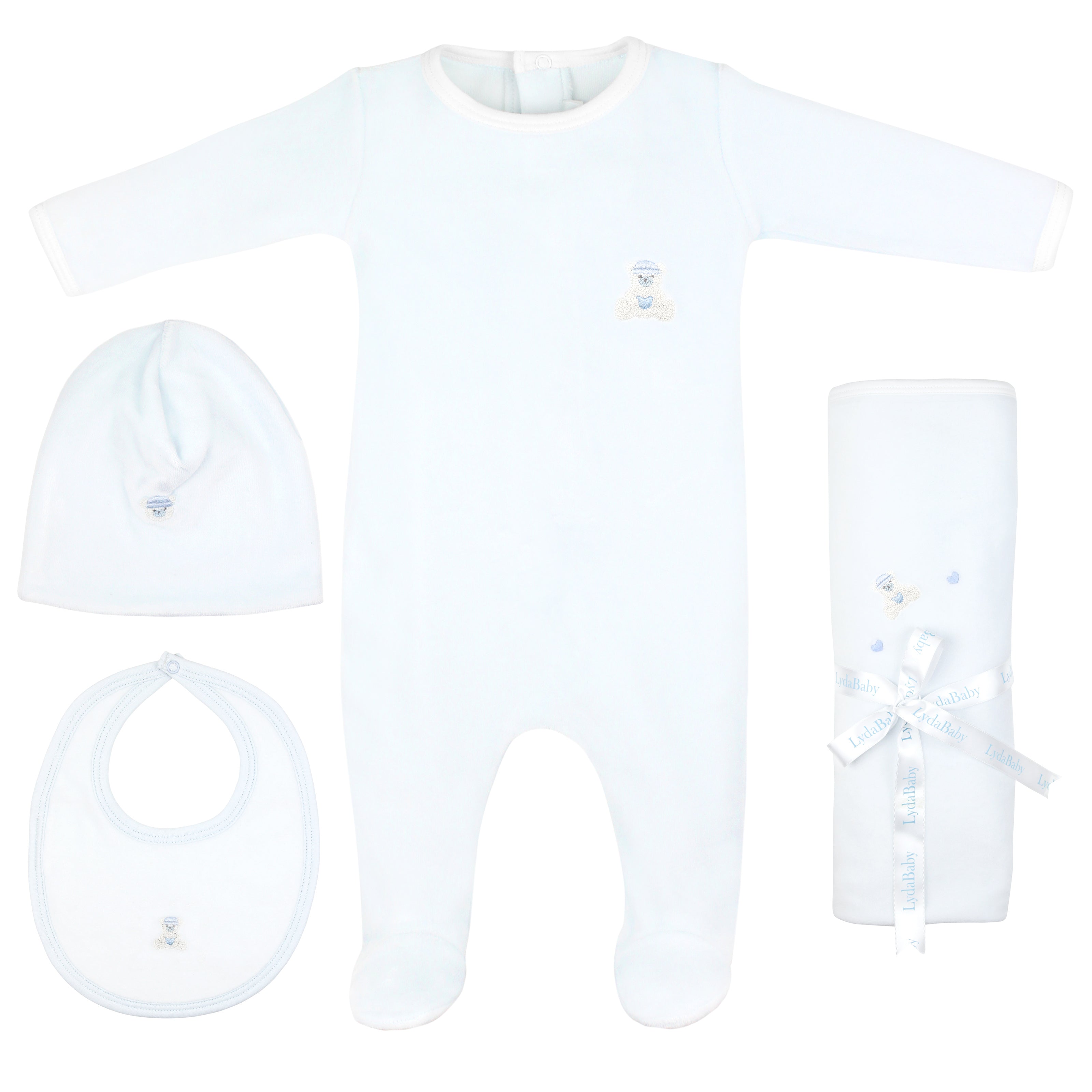 Love Teddy Embroidery Set 4 Pieces | Baby Boy