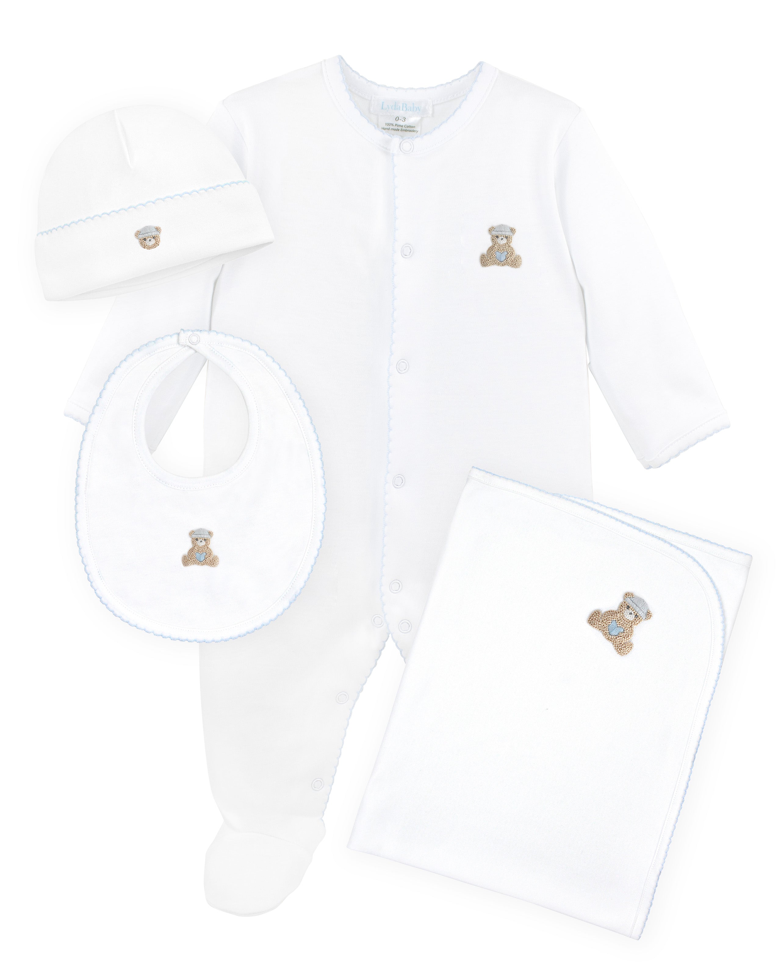 Love Teddy Embroidery Set 4 Pieces | Baby Boy