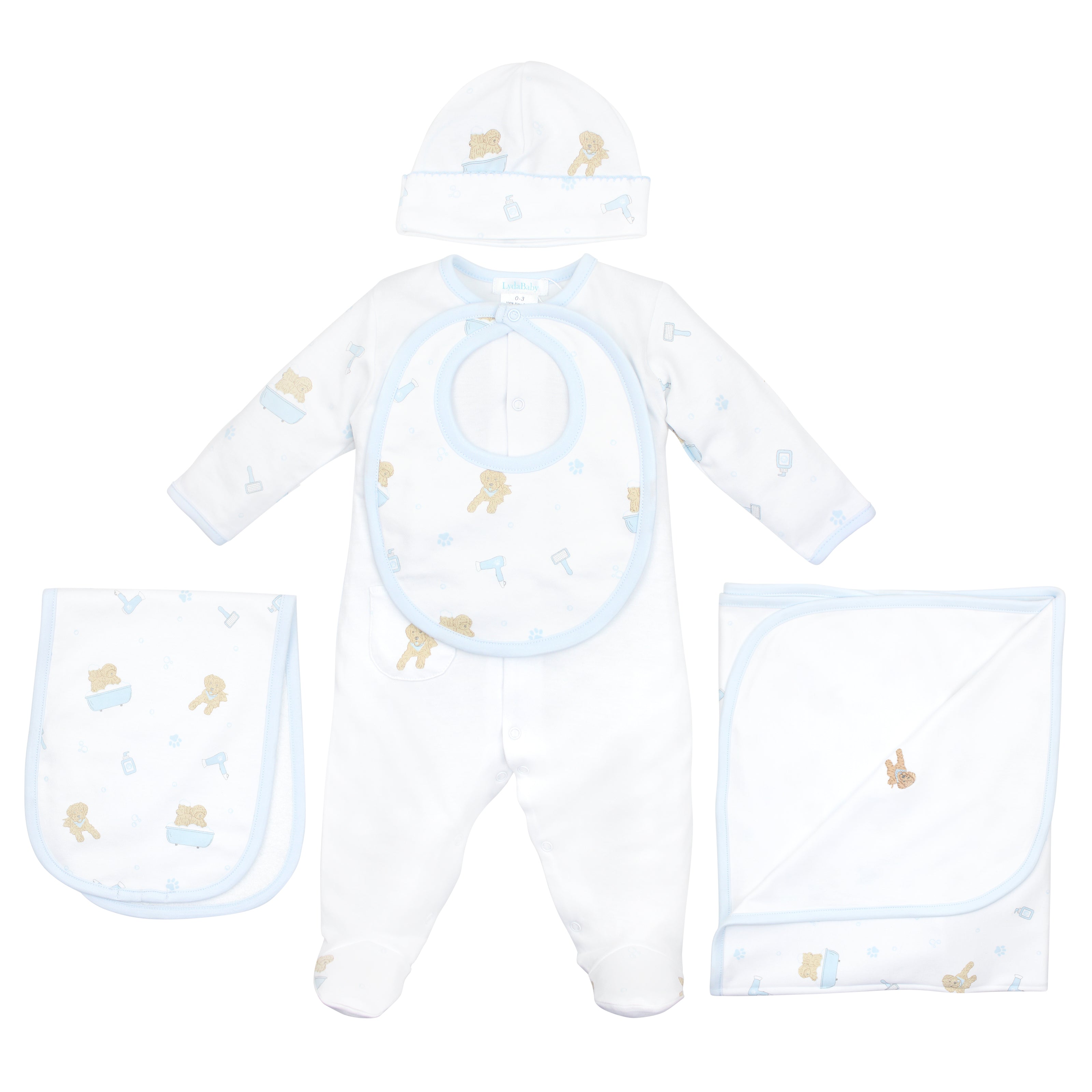 Pet Spa Embroidery and Printed Set 5 Pieces | Baby Boy