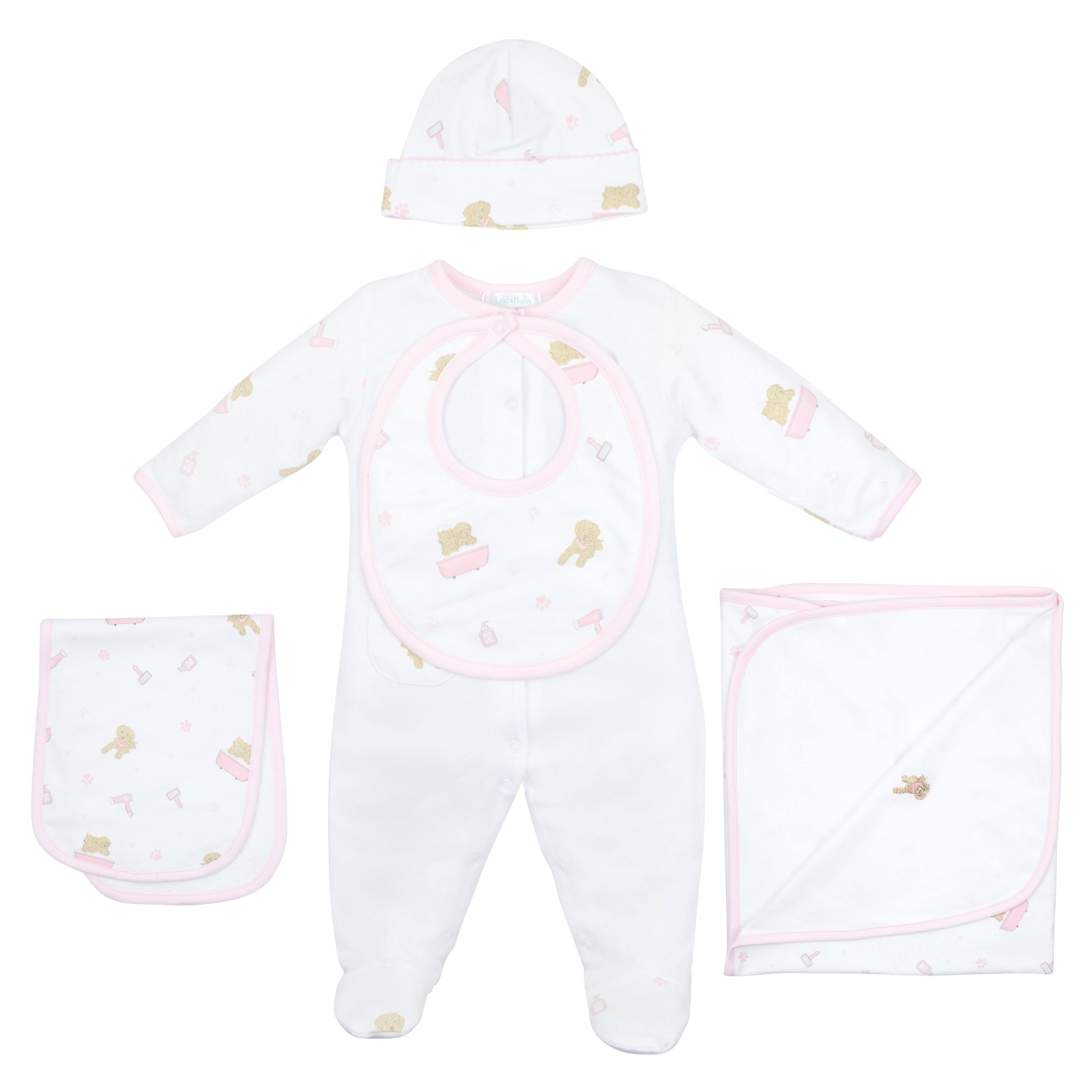 Pet Spa Embroidery and Printed Set 5 Pieces | Baby Girl