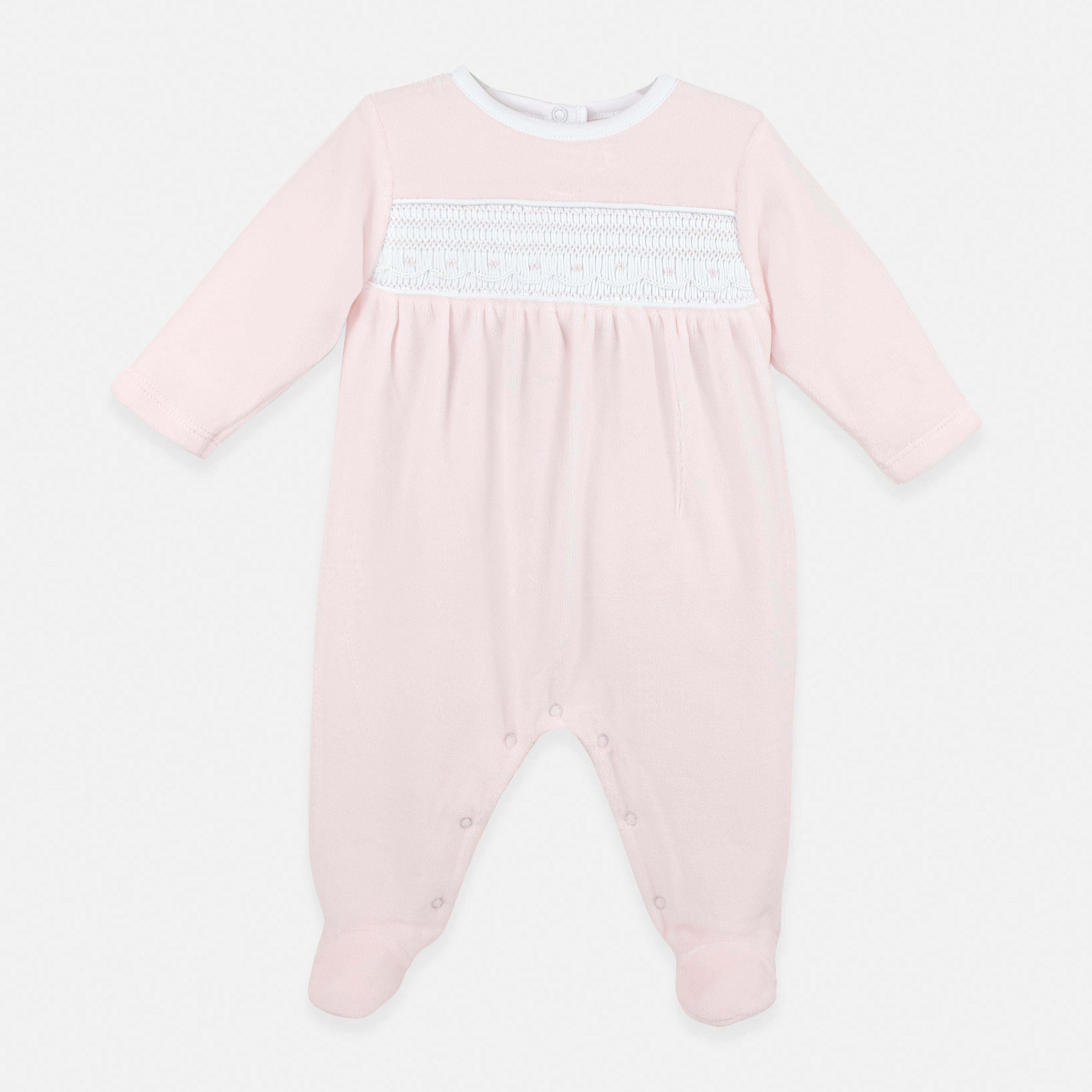 Smock Velour Collection Footie Baby Girl