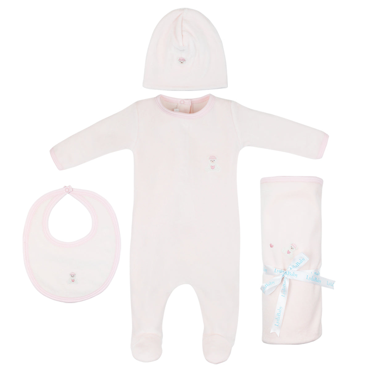 VELOUR LOVE TEDDY EMBROIDERY SET 4 PIECES GIRL