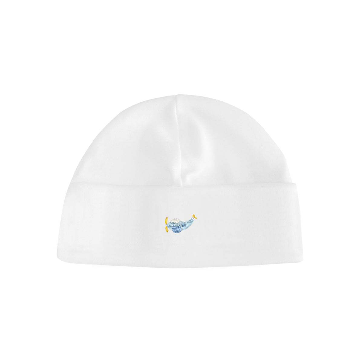Baby boy hat with playful airplanes hand-embroidered on luxurious Peruvian Pima cotton — gentle, breathable, and perfect for sensitive skin.