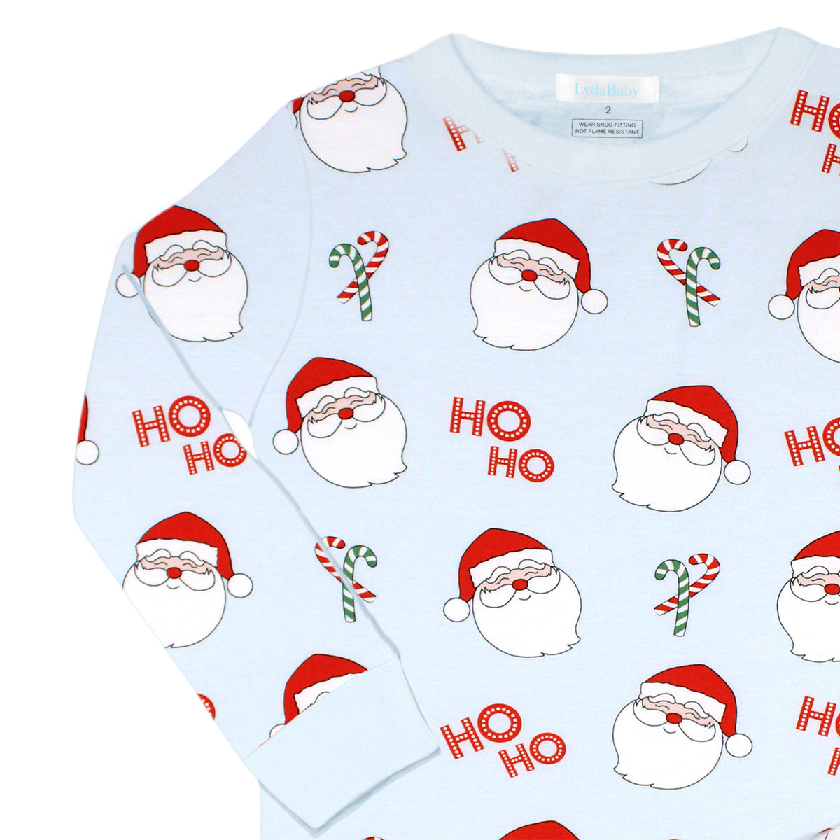 Luxury Pima cotton baby boy pajamas with festive Ho Ho Santa design