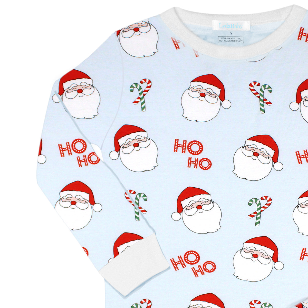 Two-piece holiday pajama set for boys – Santa Claus heads and Ho Ho print