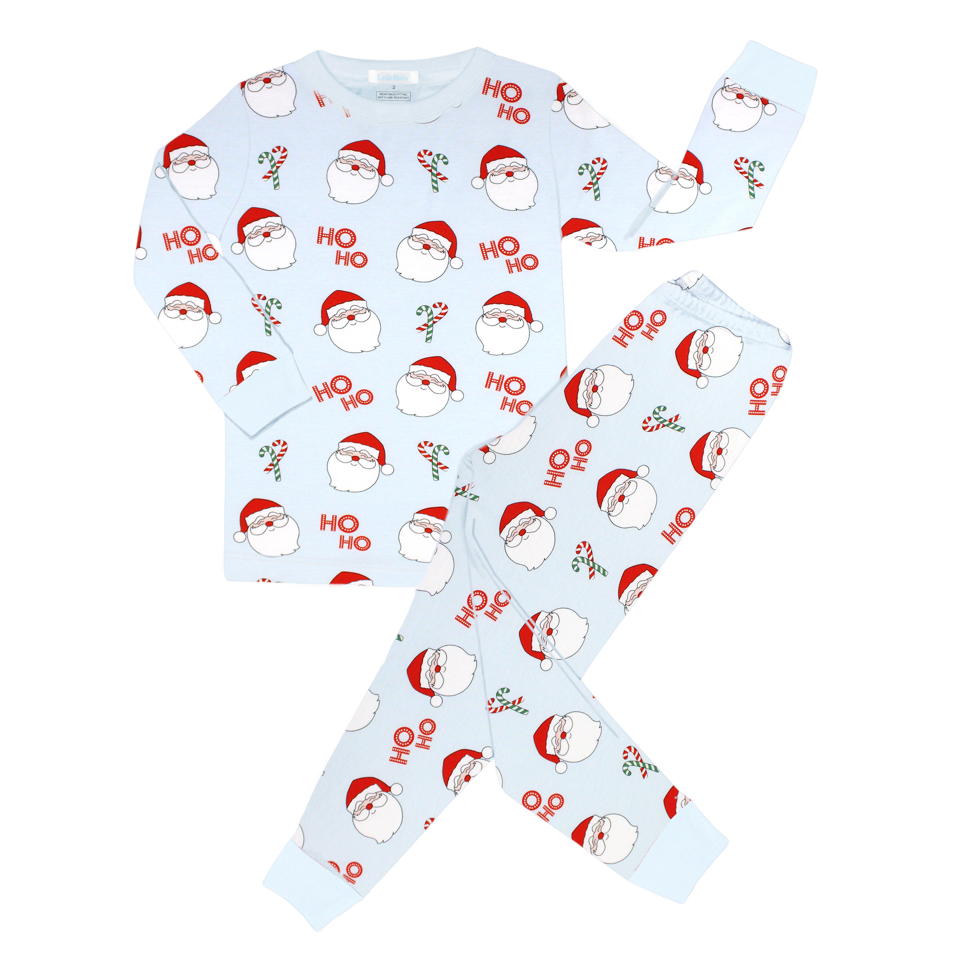 Luxury Pima cotton baby boy pajamas with festive Ho Ho Santa design