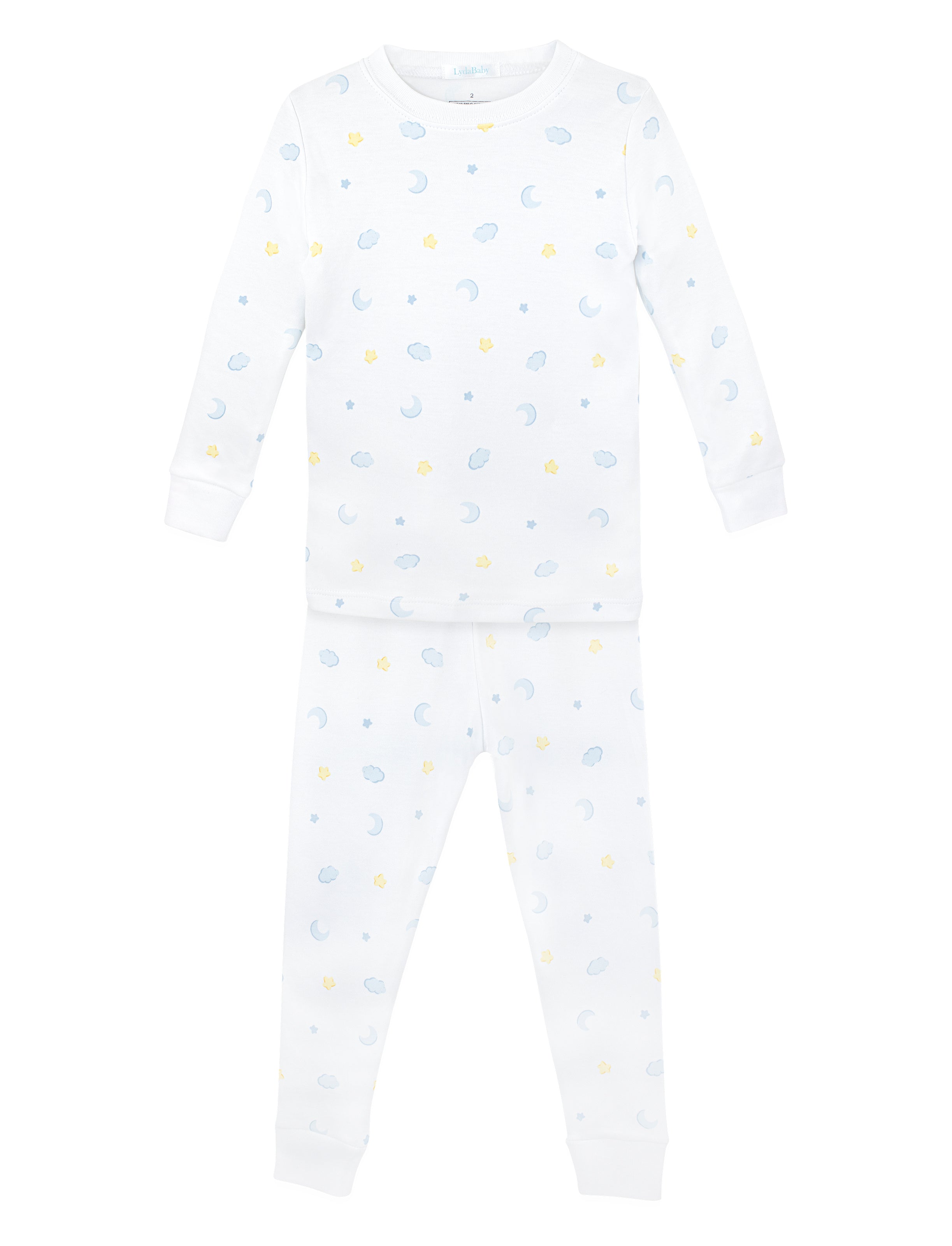 Soft baby boy pajama set in Peruvian Pima cotton with 'Sweet dreams' print — breathable and hypoallergenic luxury sleepwear from boutique baby clothing collections.