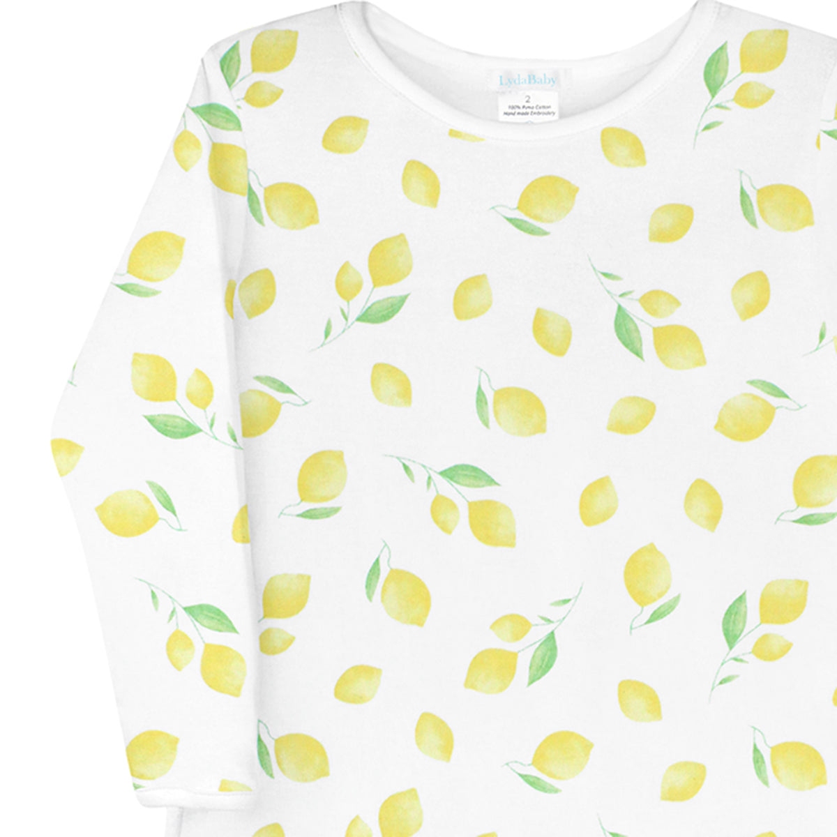 Luxury boutique baby girl clothes – lemon print long-sleeve dress