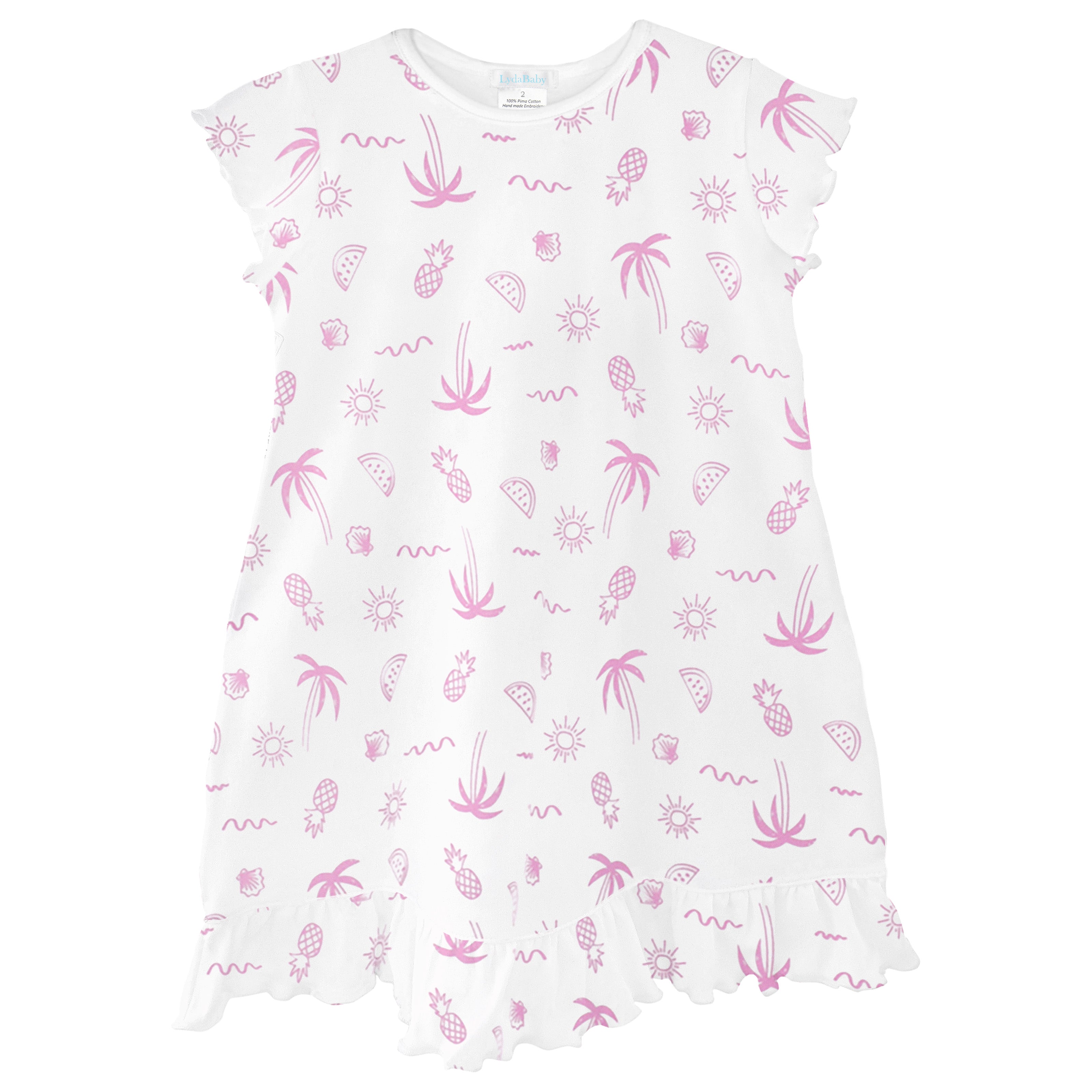 Light and breathable baby pajama dress in organic Peruvian Pima cotton featuring a cheerful summer is here print — perfect for delicate, sensitive skin.
