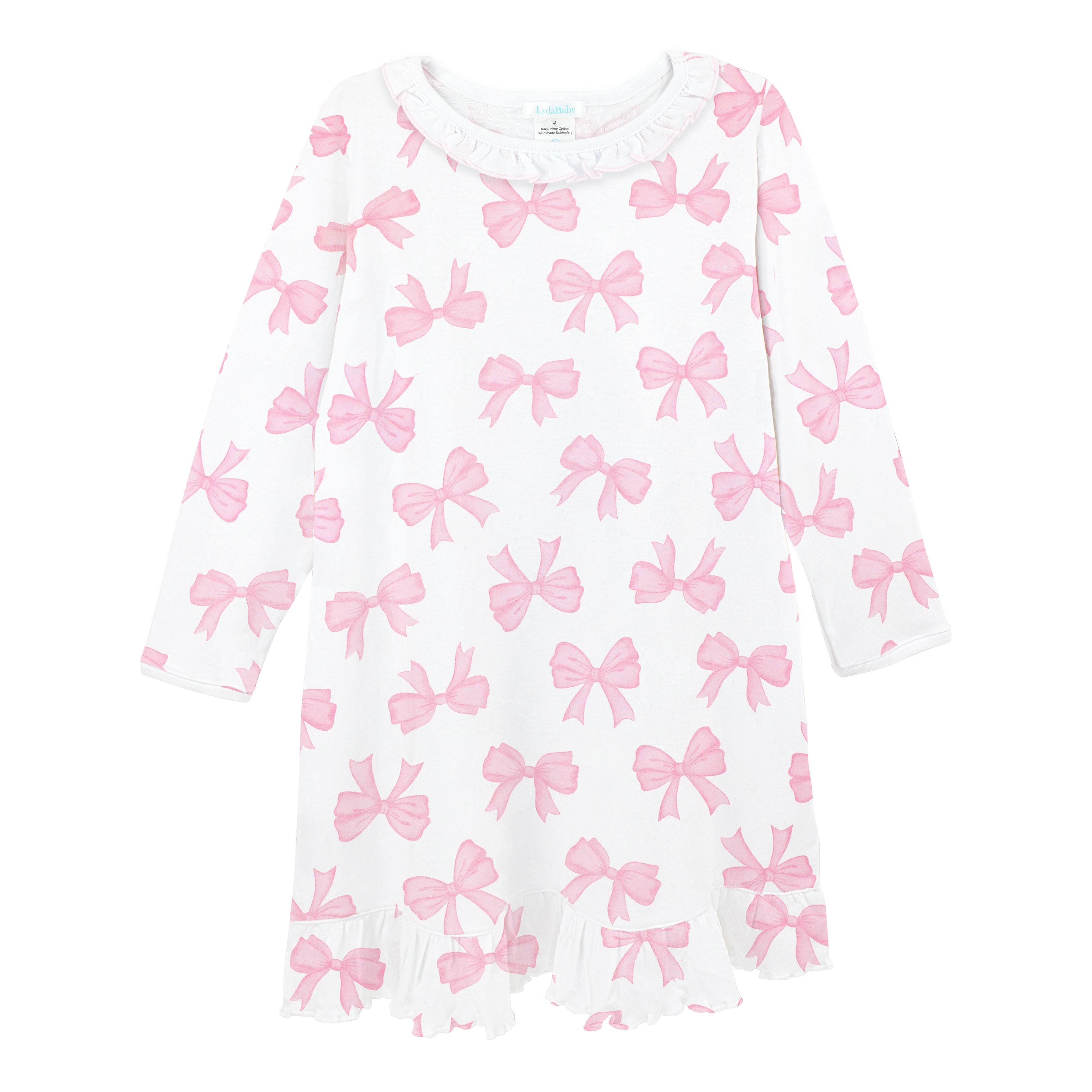 Soft and breathable baby pajama dress made from premium Peruvian Pima cotton with charming watercolor bows print — perfect for sensitive skin and all-night comfort.

