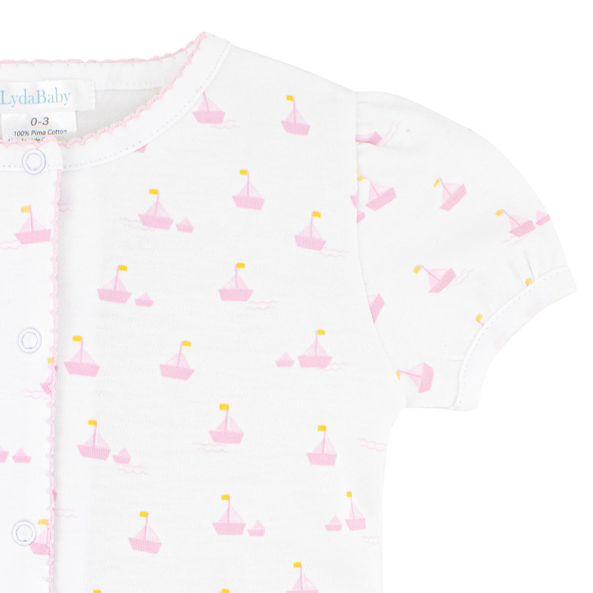 Baby girl romper with pink boat prints, soft and breathable newborn outfit