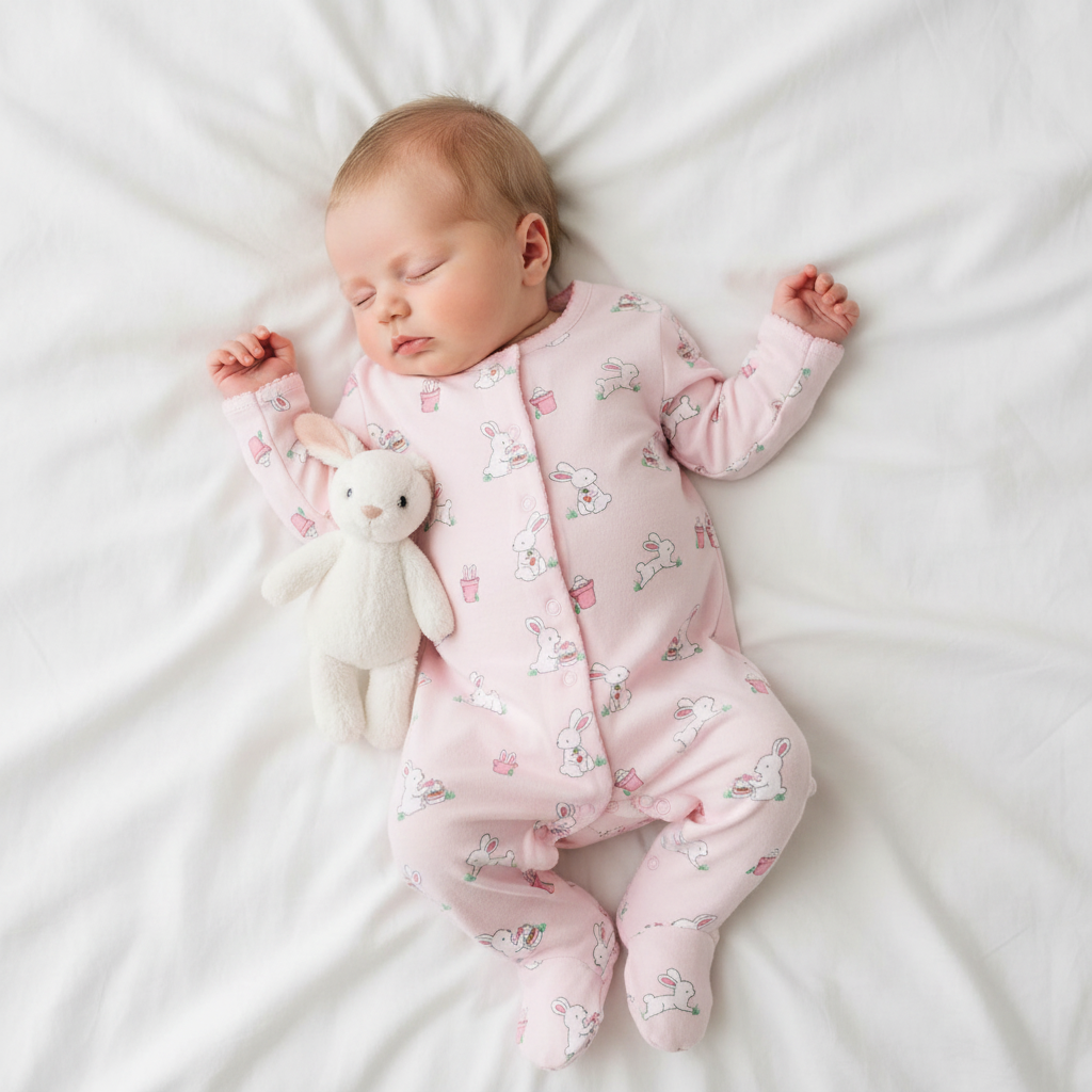 Bunnies in the Garden Printed Footie | Baby Girl