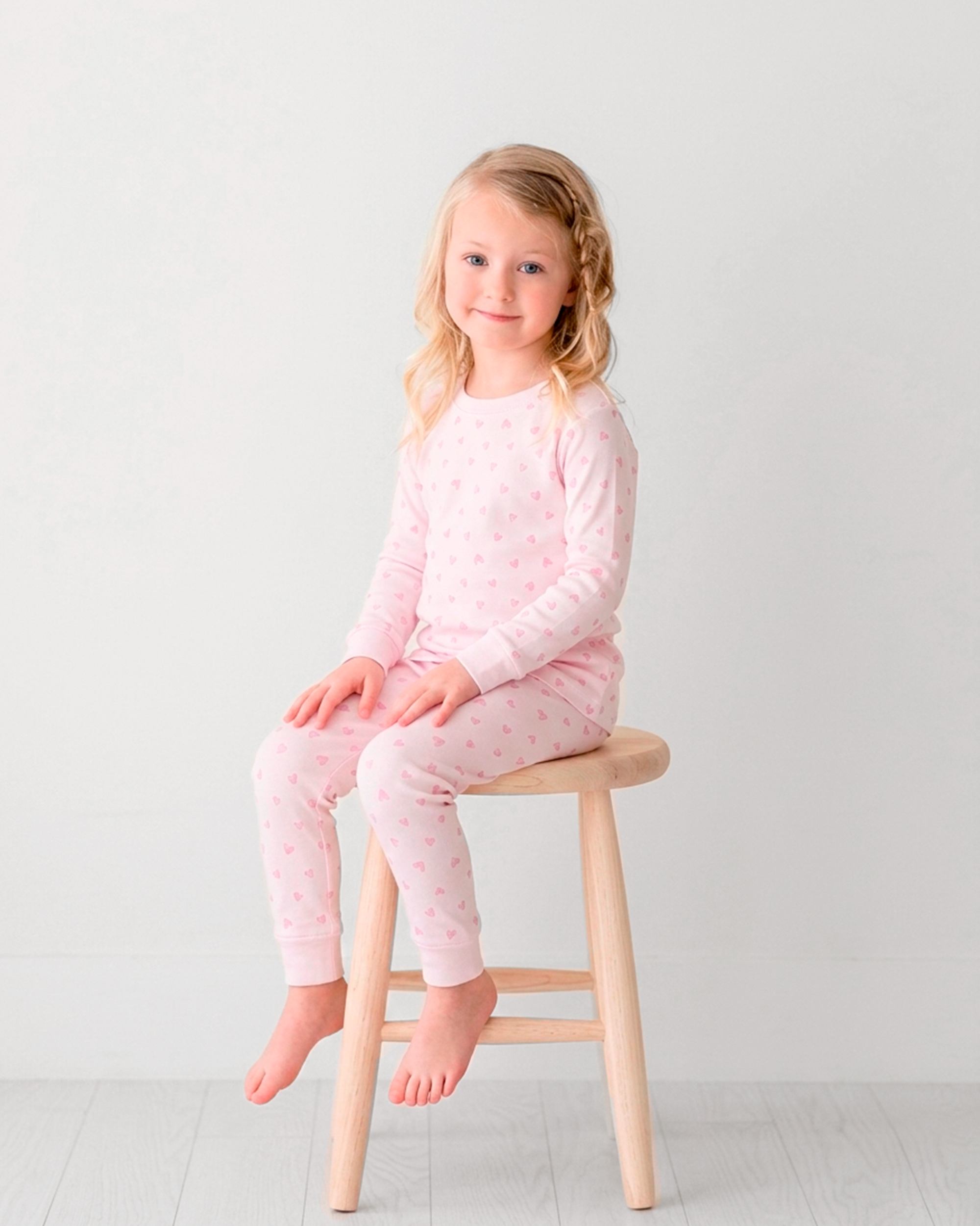 Festive Hearts Pink Printed Pajama | Baby Girl