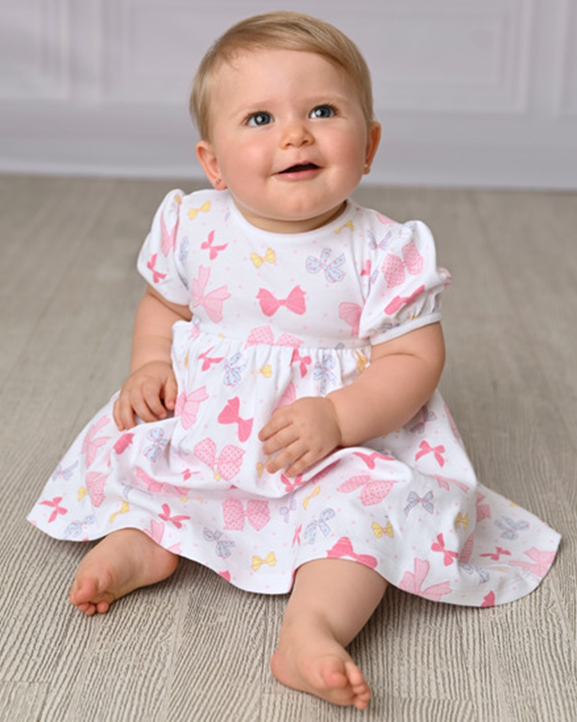 All Bows Printed Dress | Baby Girl