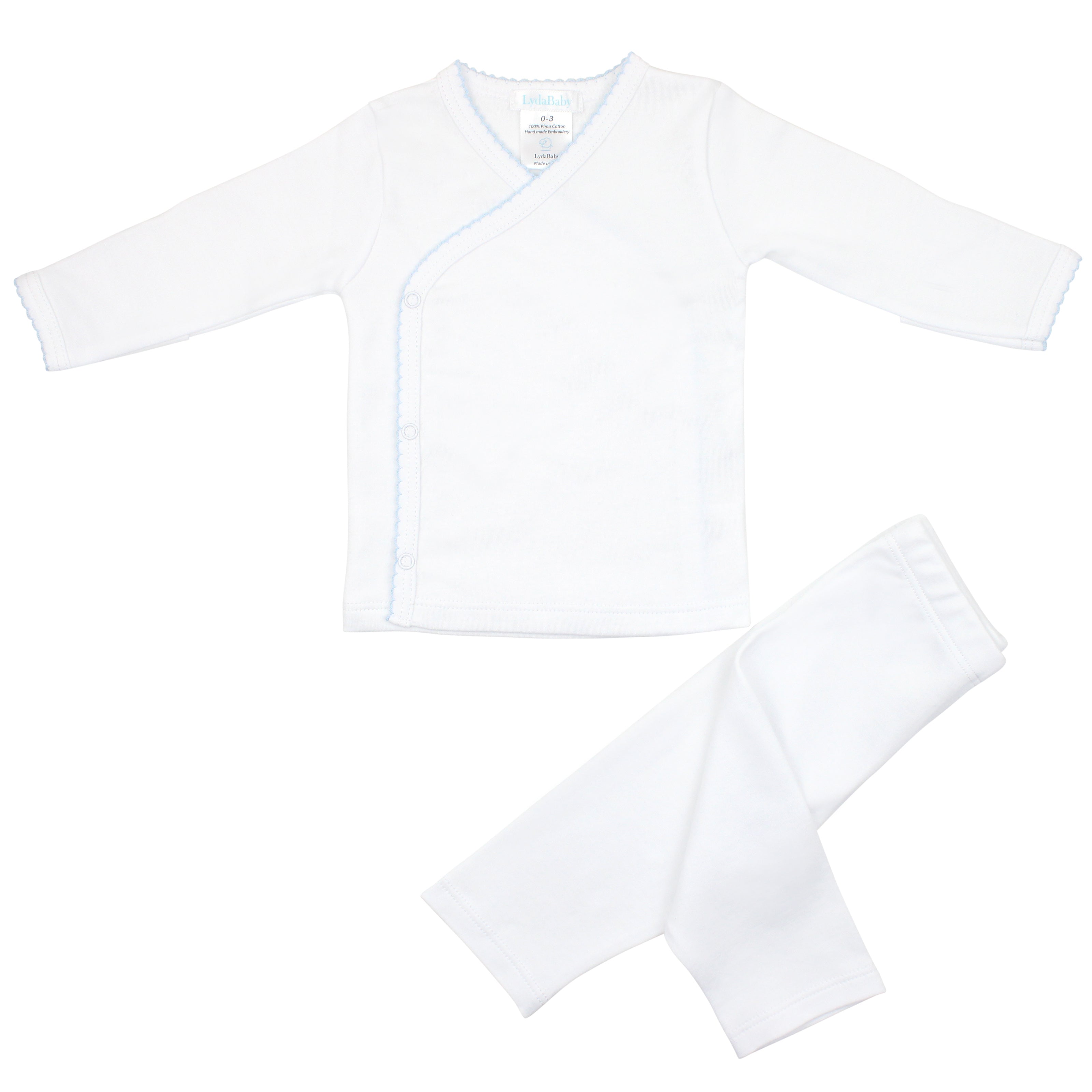 Luxury baby boy 2-piece set in Peruvian Pima cotton with hand embroidery from essential collection