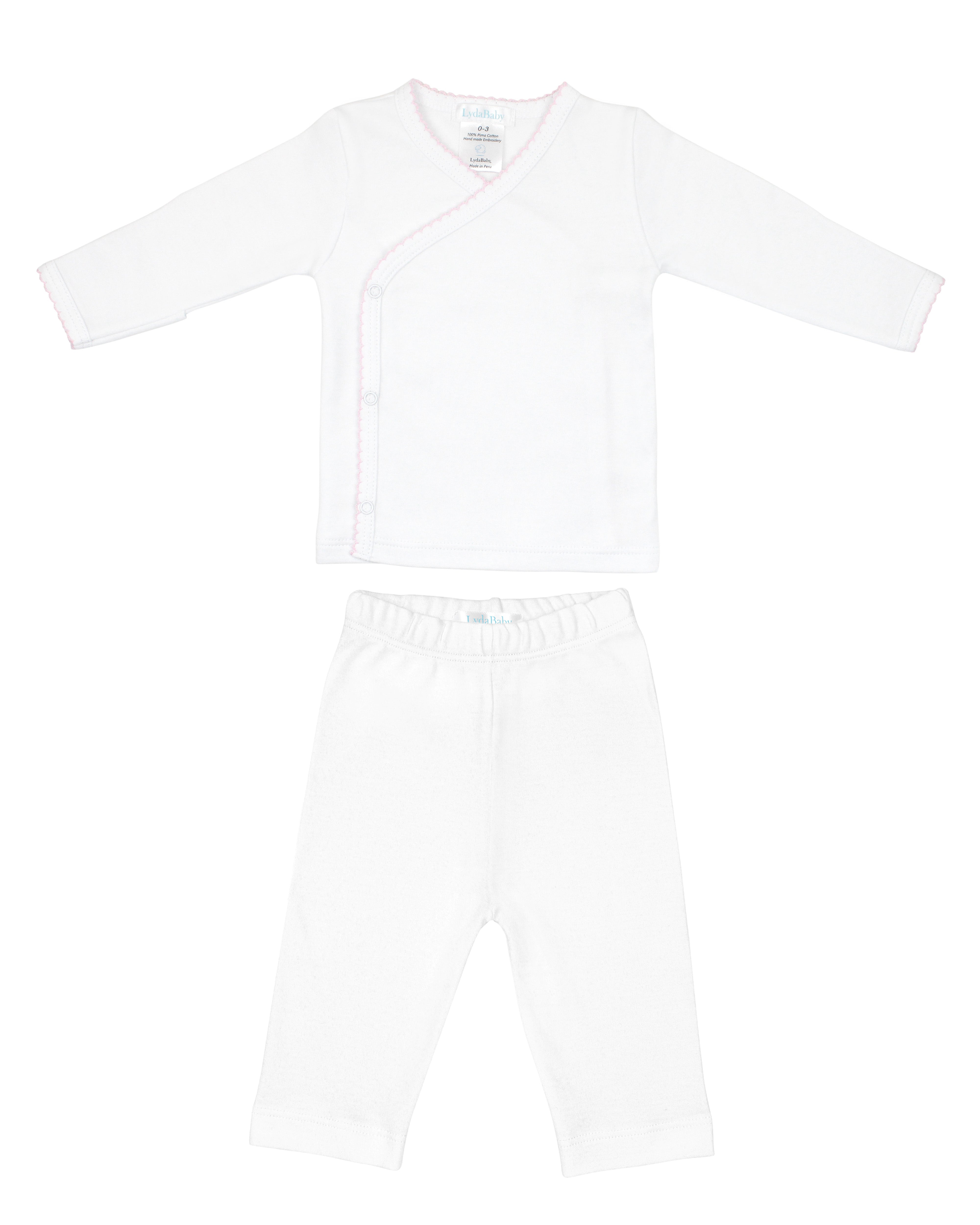 Luxury baby girl 2-piece set in Peruvian Pima cotton with hand embroidery from essential collection