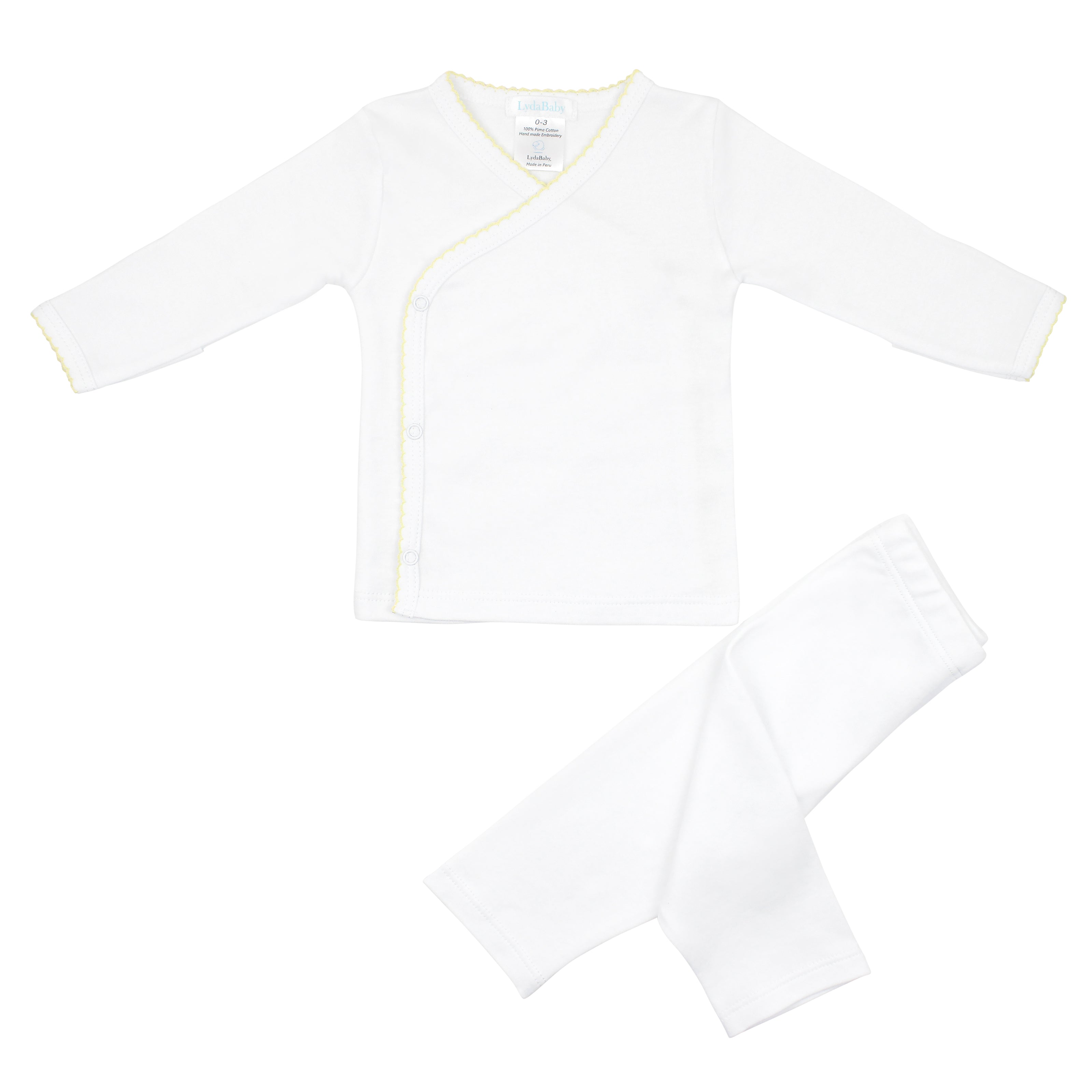 Luxury unisex baby 2-piece set in Peruvian Pima cotton with hand embroidery from essential collection