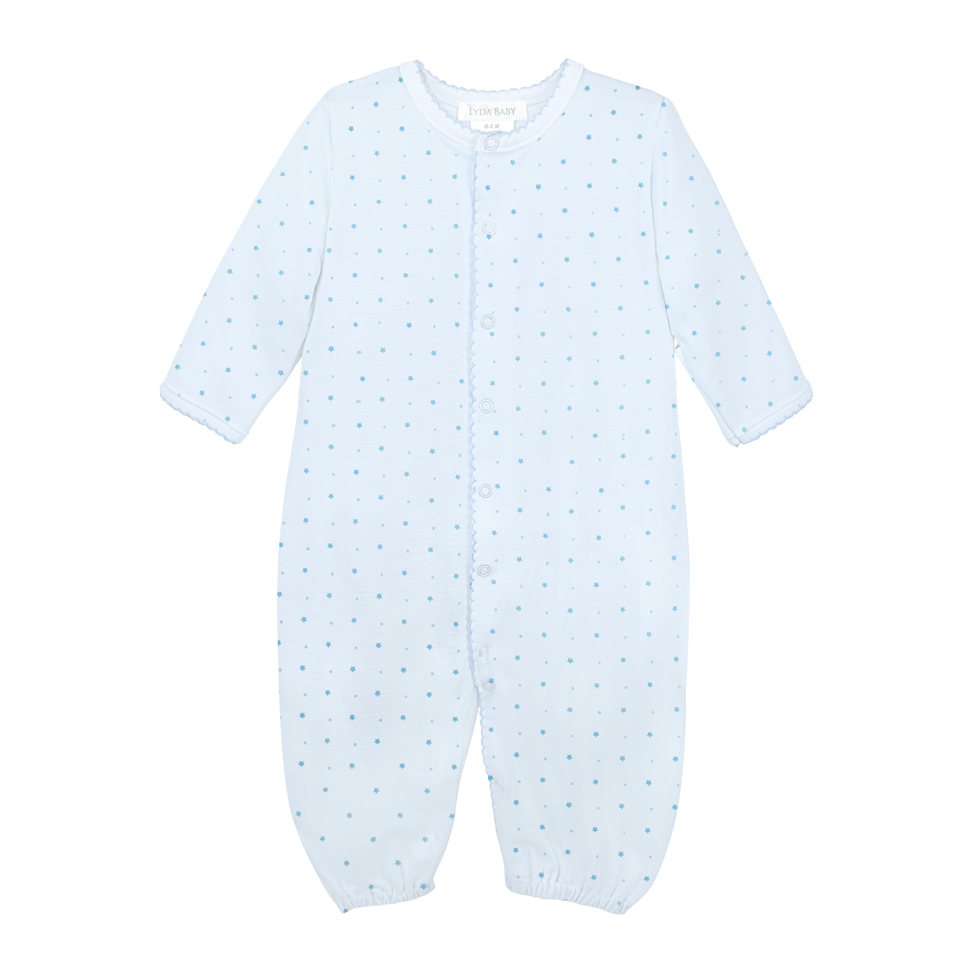  Classic baby boy converter with lovely dots pattern printed on premium Peruvian Pima cotton — ultra-soft, breathable, and skin-friendly.
