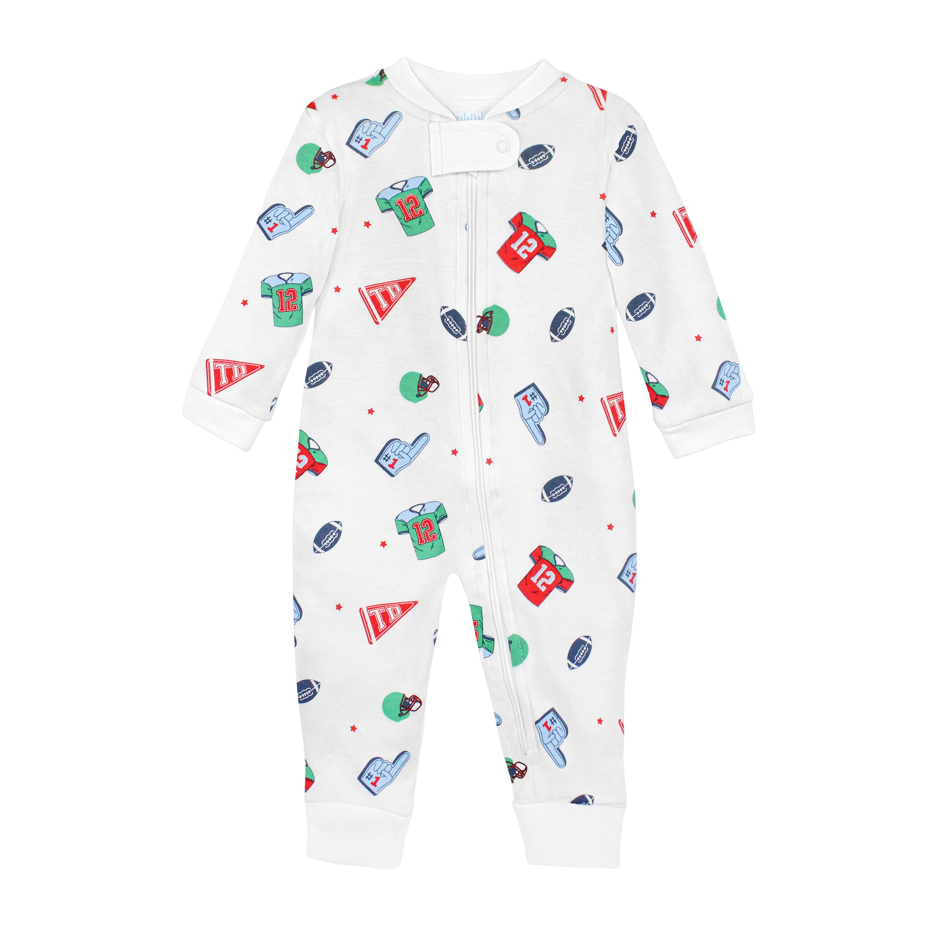  Sporty baby boy zipper featuring football day print on premium Peruvian Pima cotton — soft, breathable, and skin-friendly.
