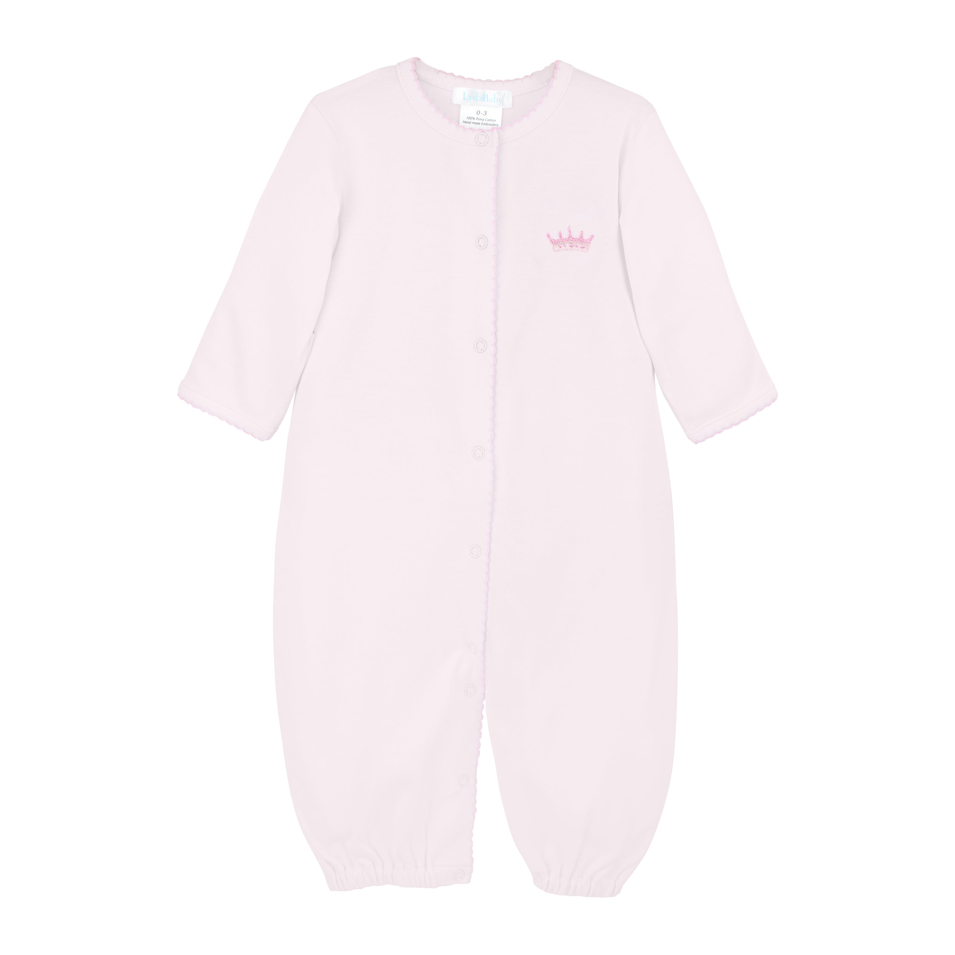  Lovely baby girl converter hand-embroidered with little princess motif by expert Peruvian artisans on premium Peruvian Pima cotton — soft, breathable, and baby-friendly.